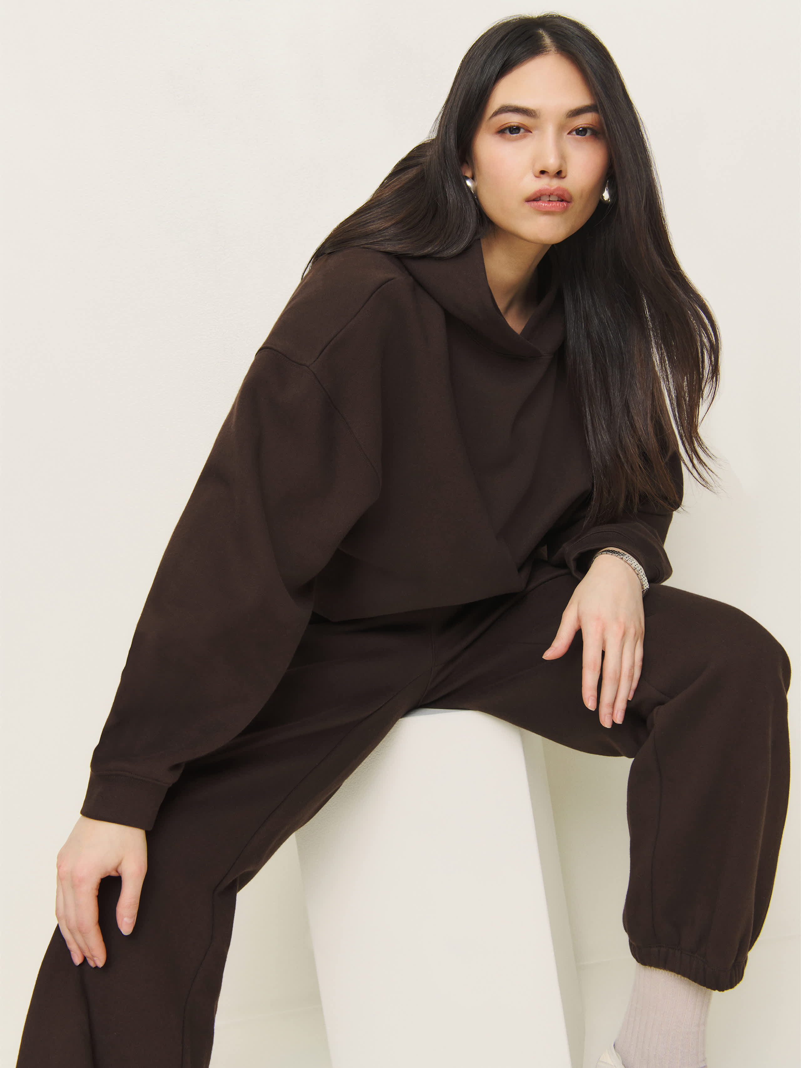 Reformation Tessa Hoodie In Mole