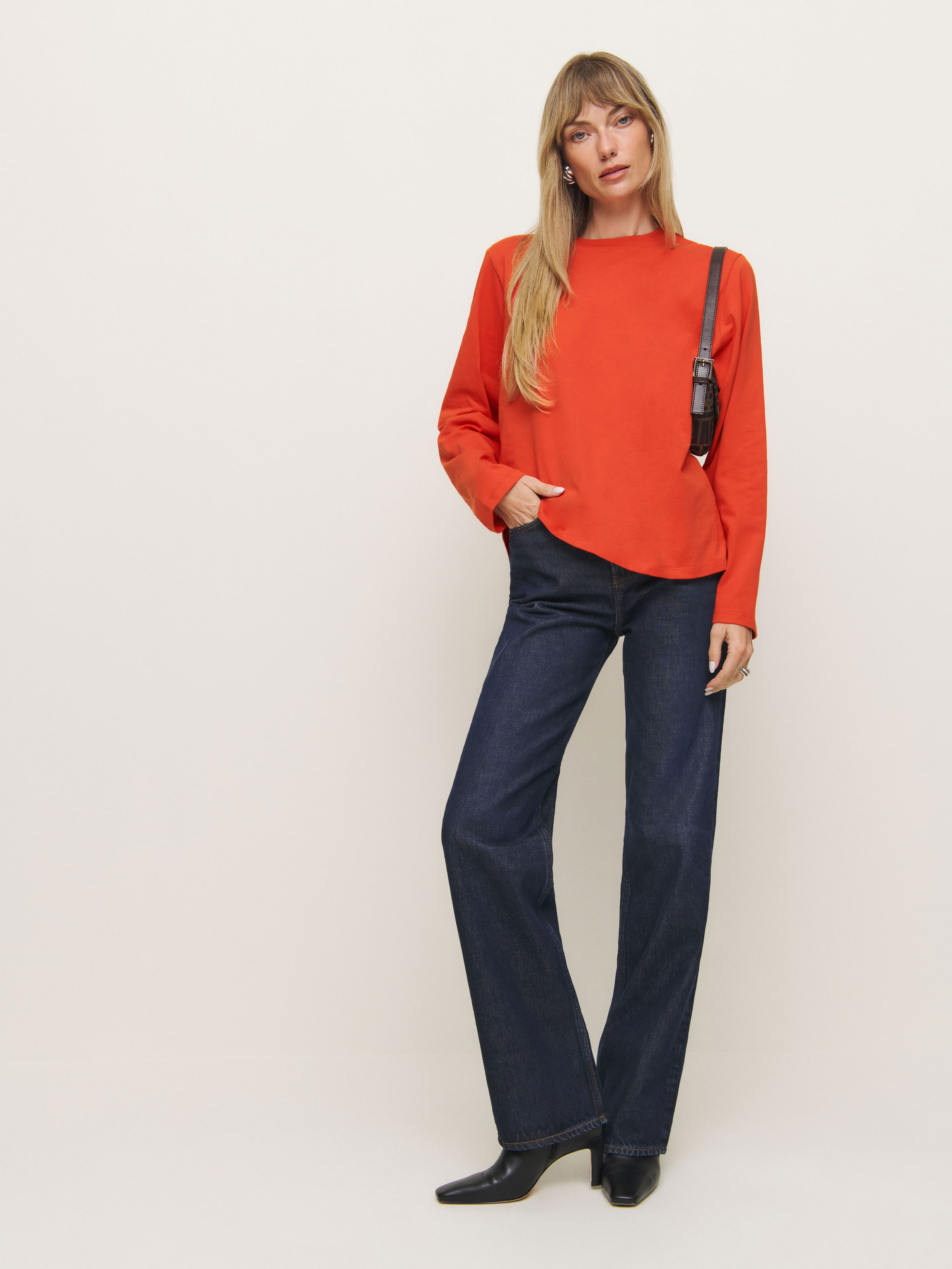 Reformation Asher Oversized Long Sleeve Tee In Paprika
