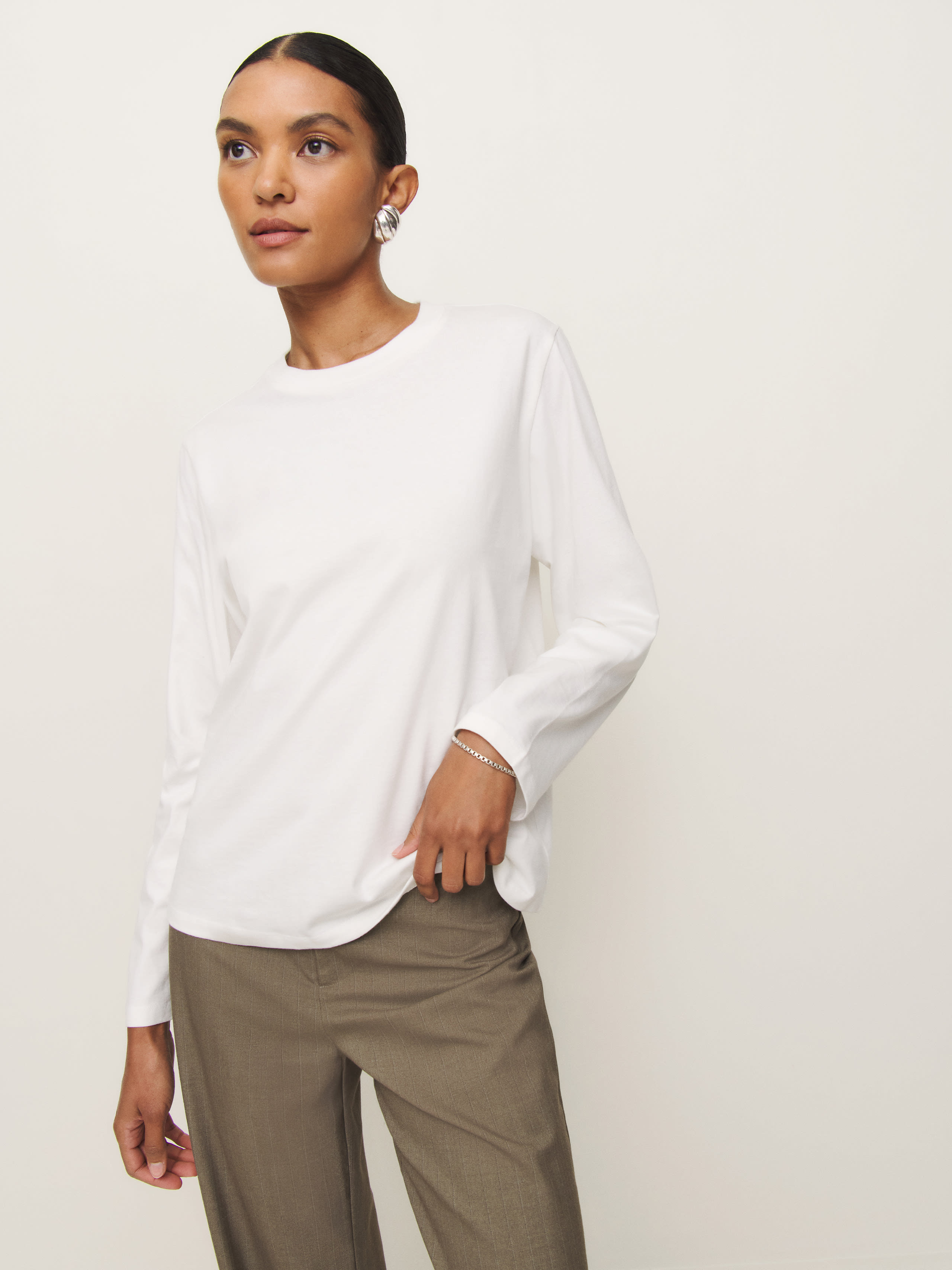 Shop Reformation Asher Oversized Long Sleeve Tee In White