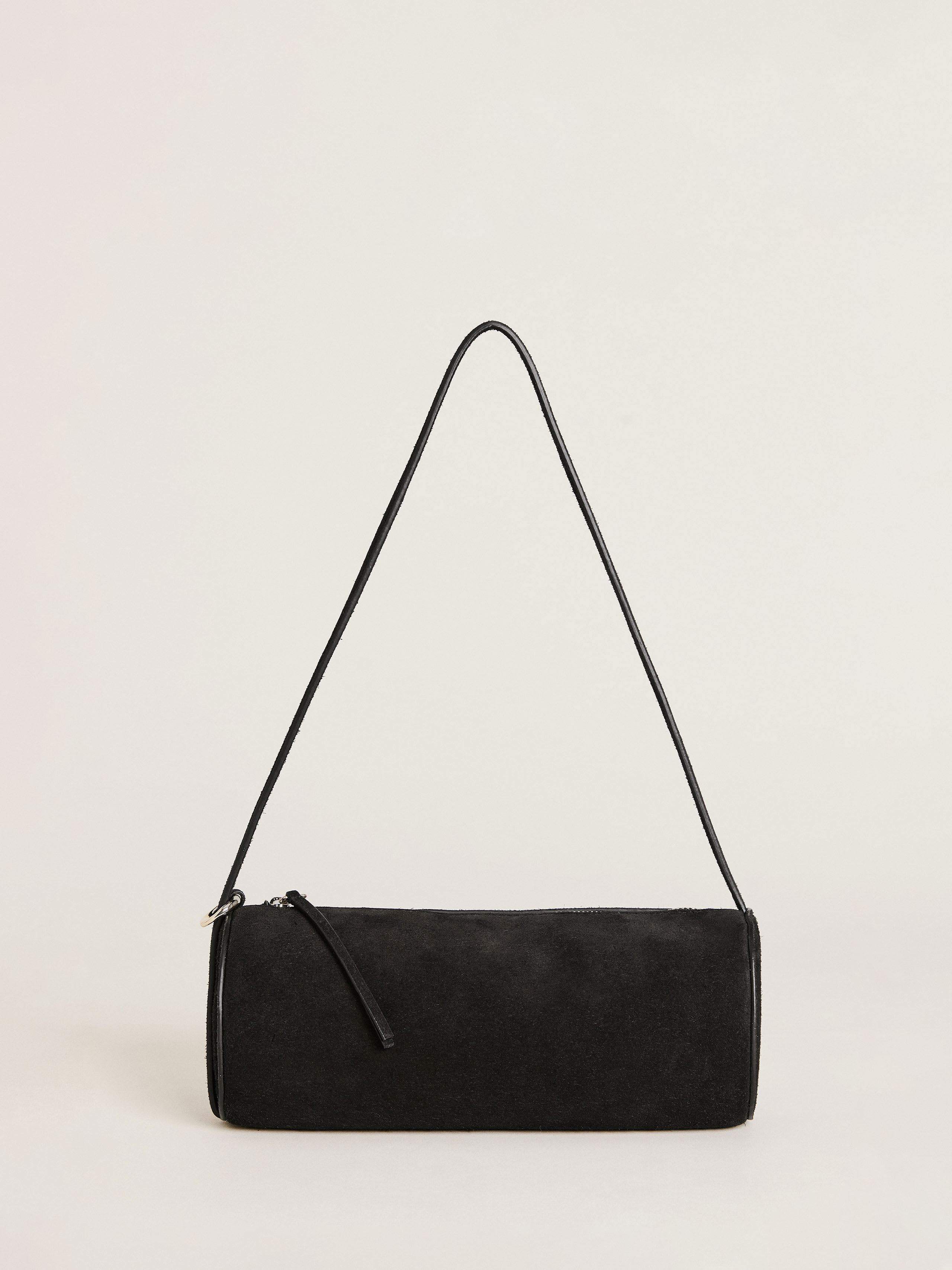 Reformation Simona Cylinder Bag In Black Suede