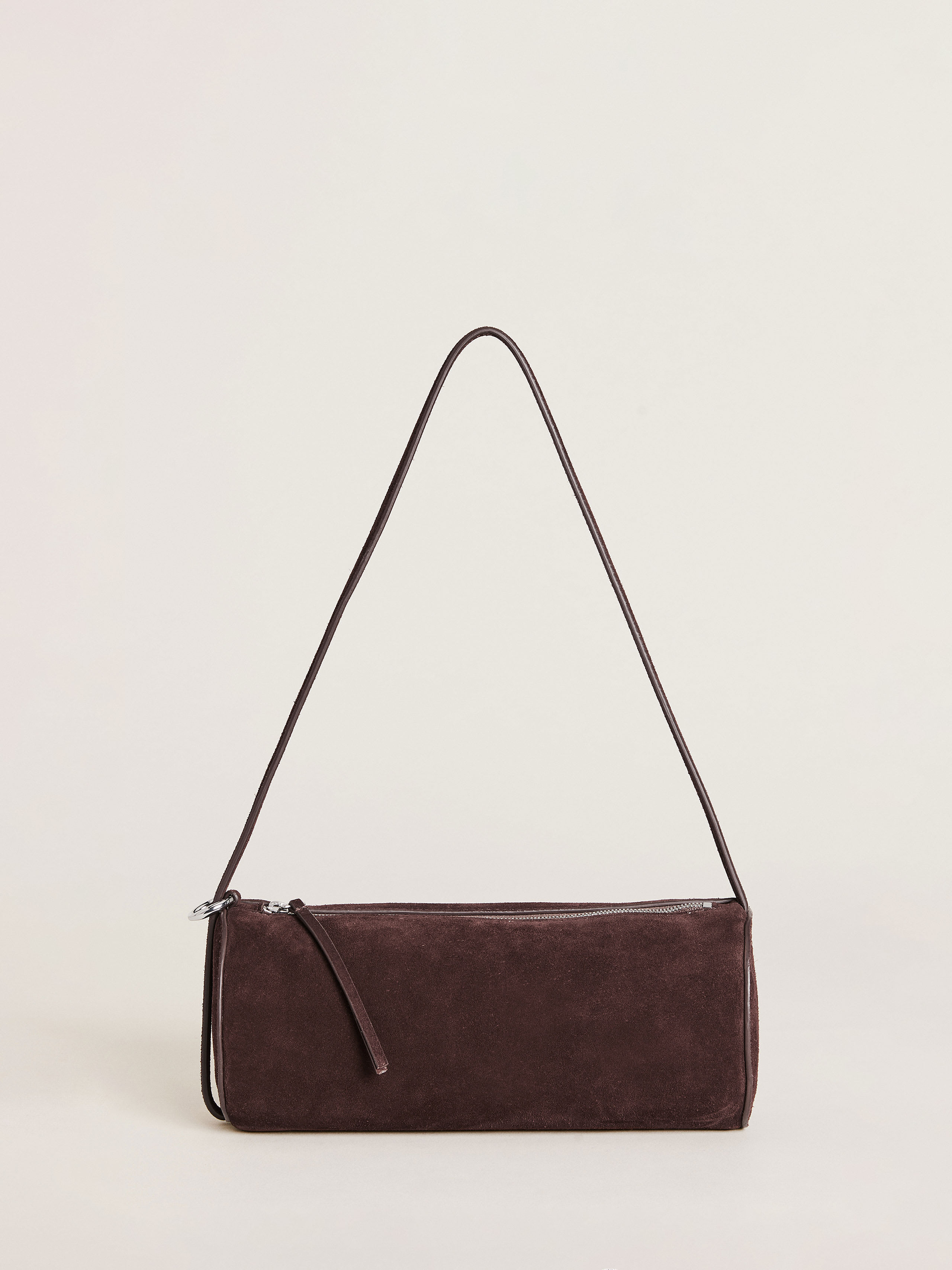 Reformation Simona Cylinder Bag In Espresso Suede