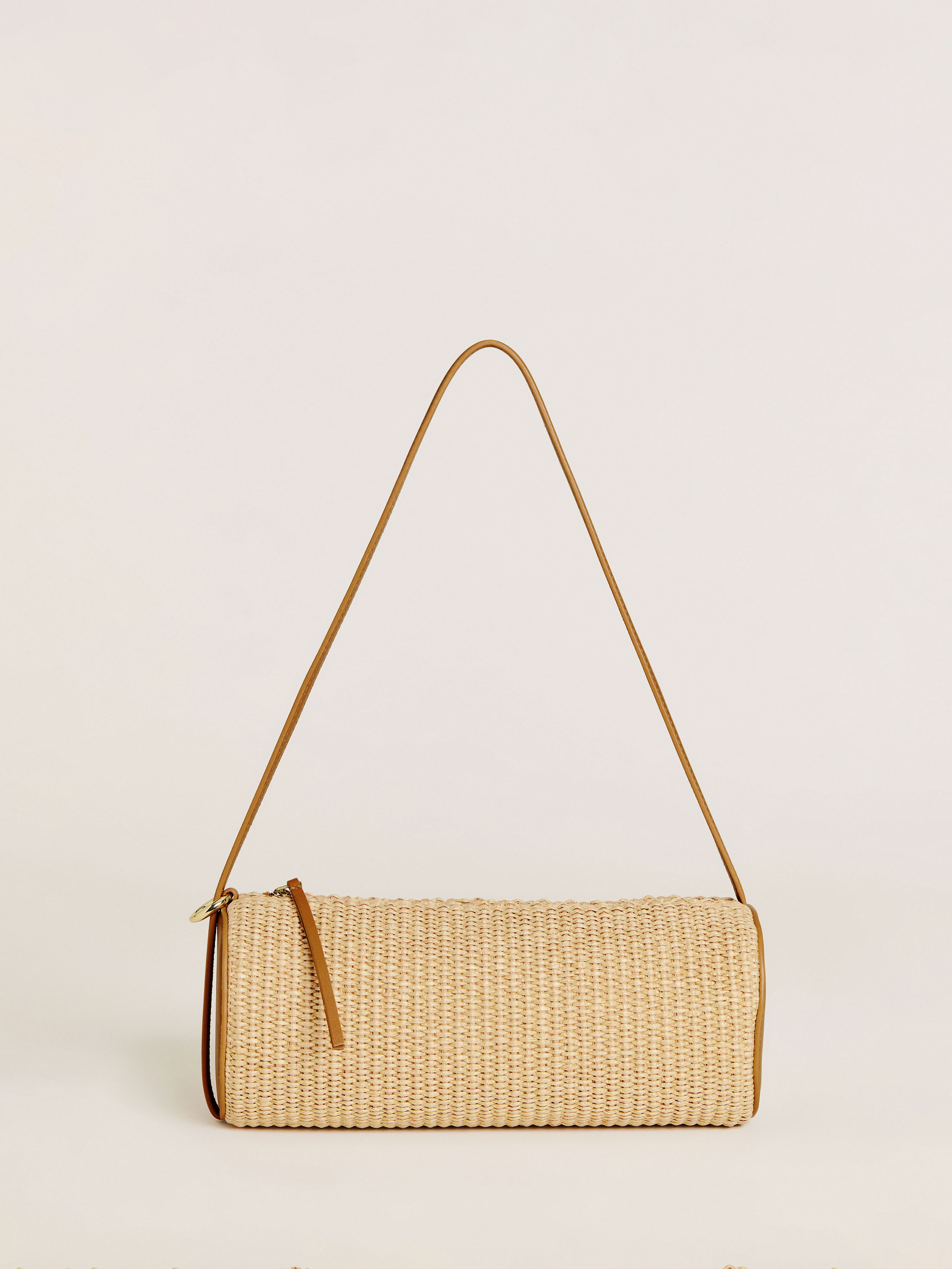 Reformation Simona Cylinder Bag In Natural Raffia