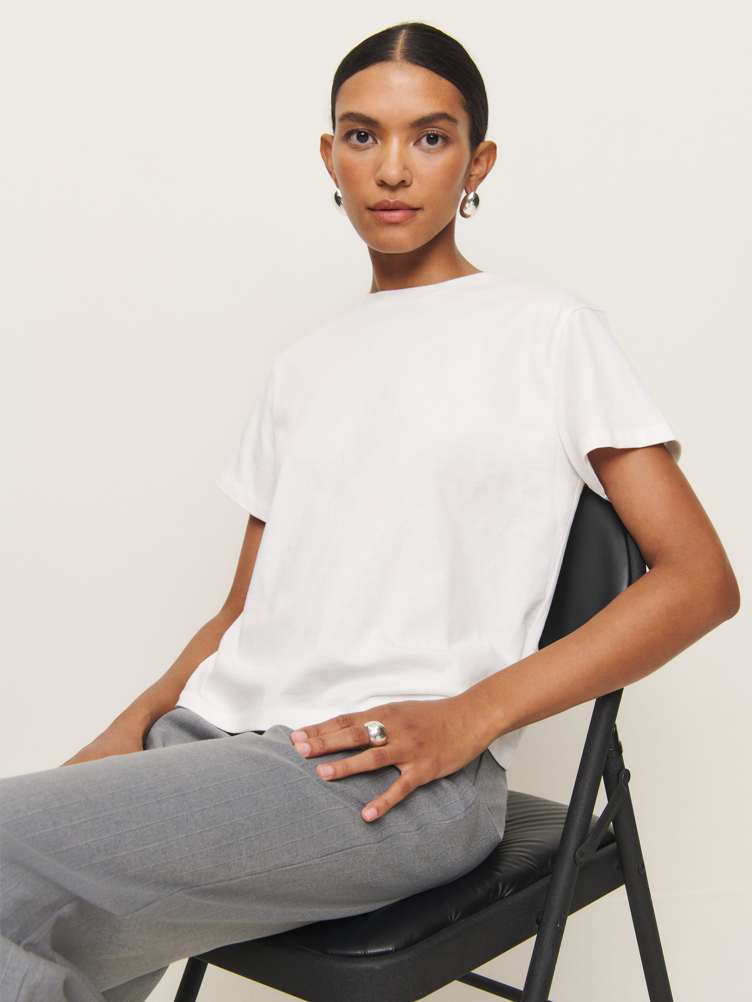 Reformation Rowan Crew Tee In White