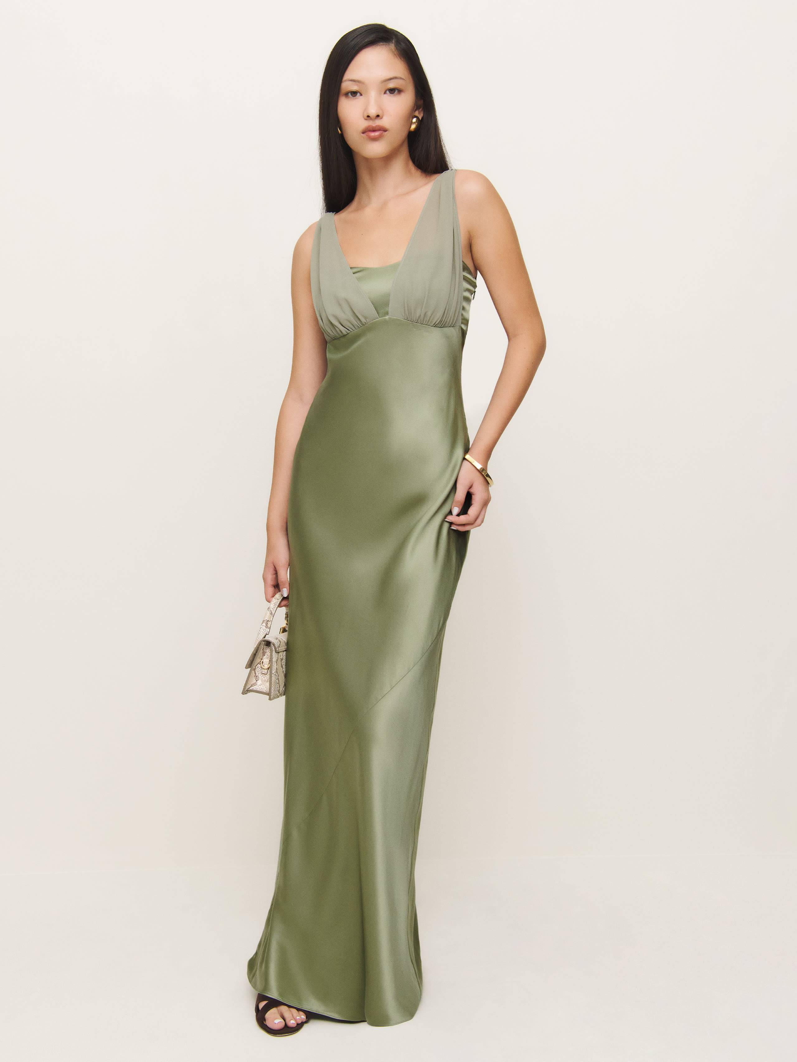 Reformation Lune Dress In Artichoke