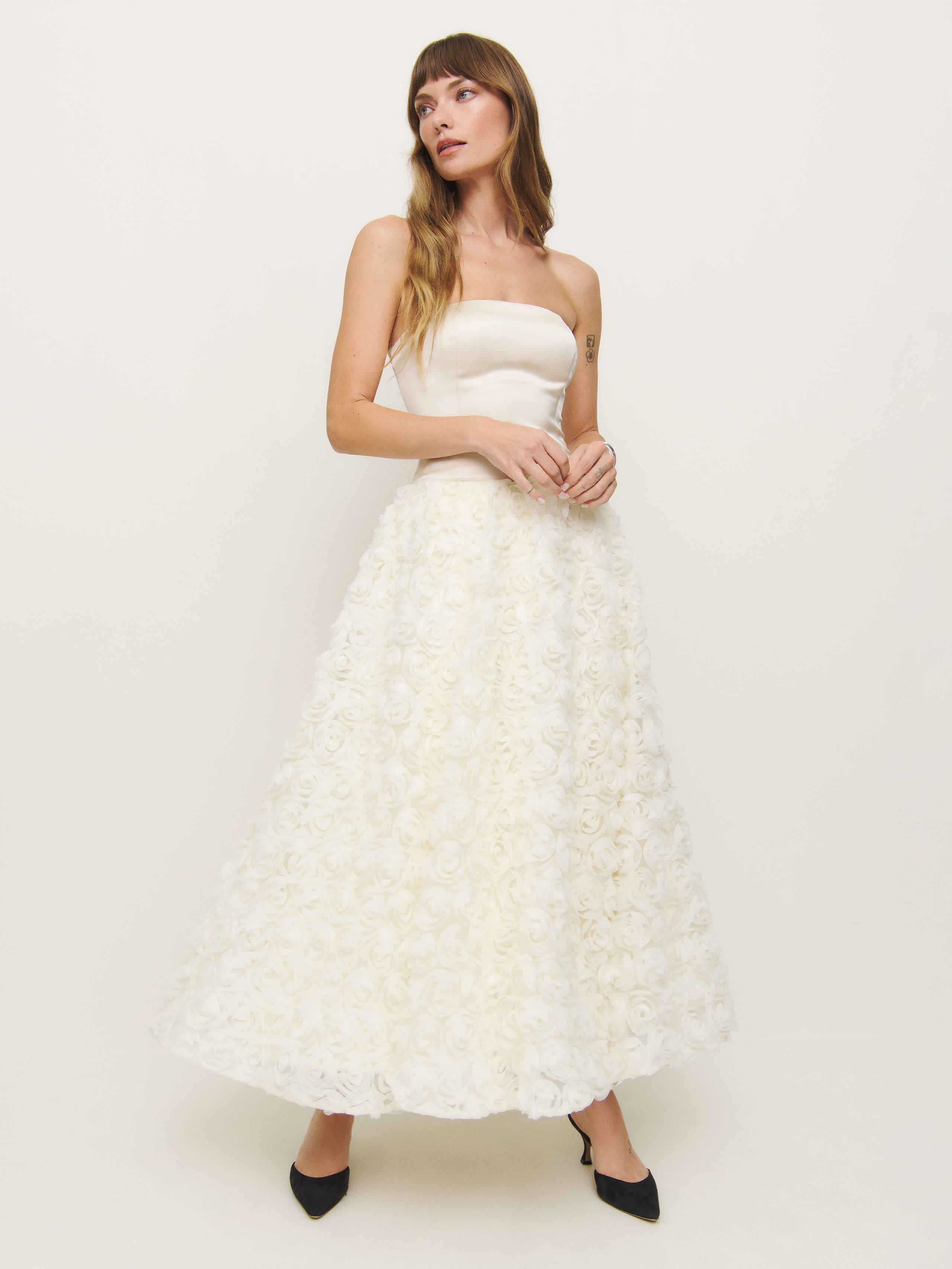 Reformation Rosy Dress In Ivory