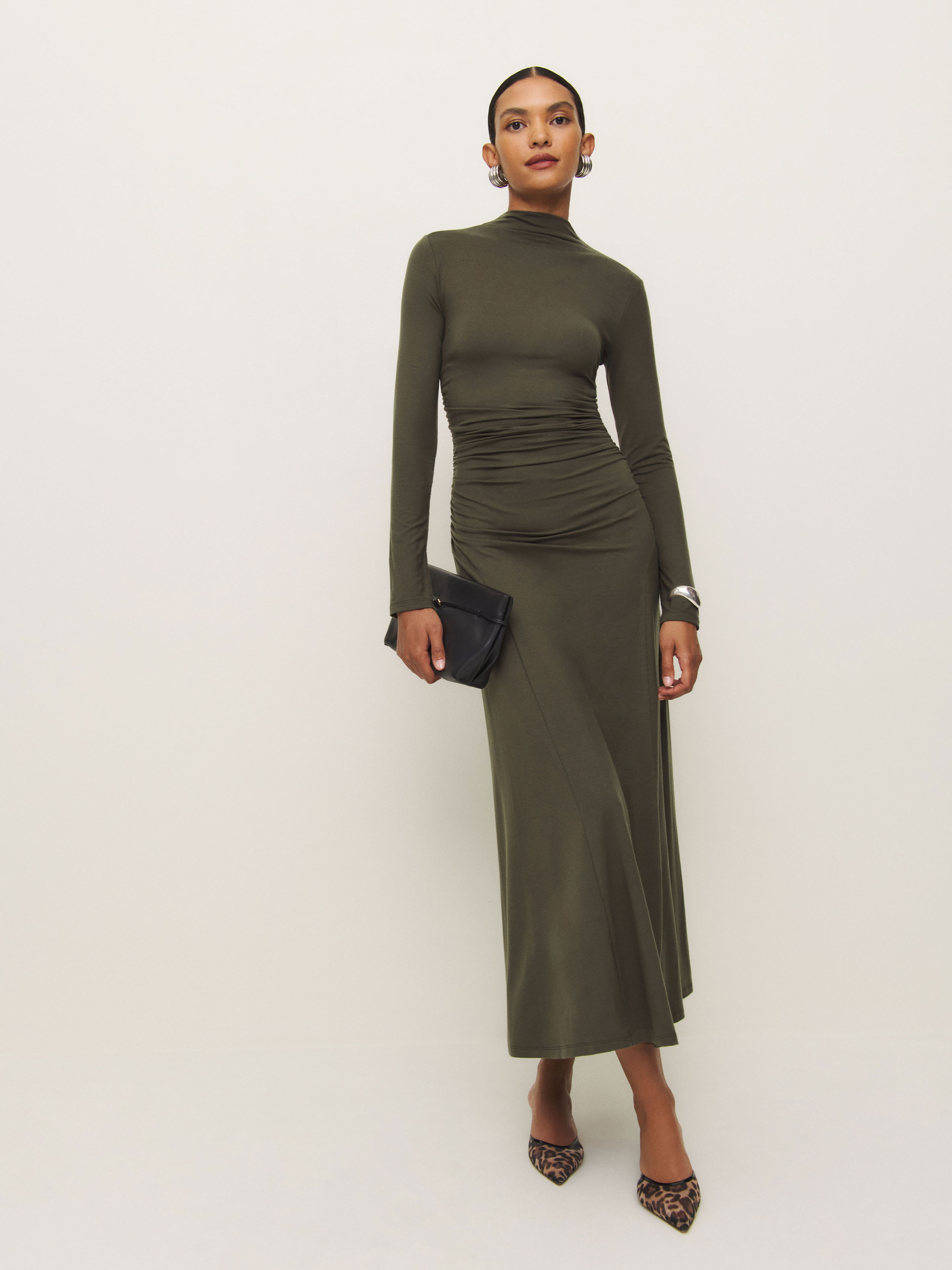 Reformation Nemy Knit Dress In Pine Tree