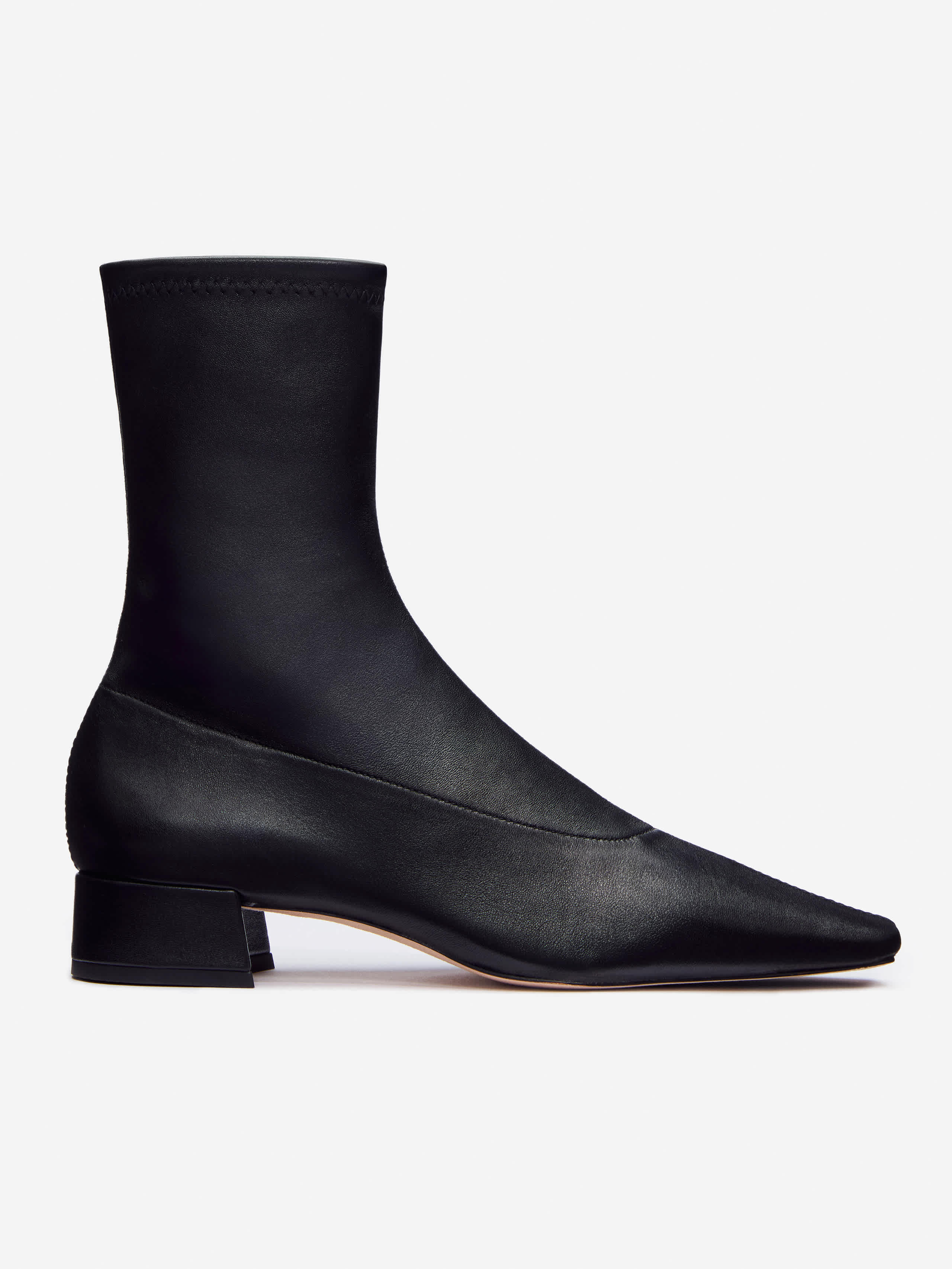 Reformation Rosina Ankle Boot In Black Stretch Leather