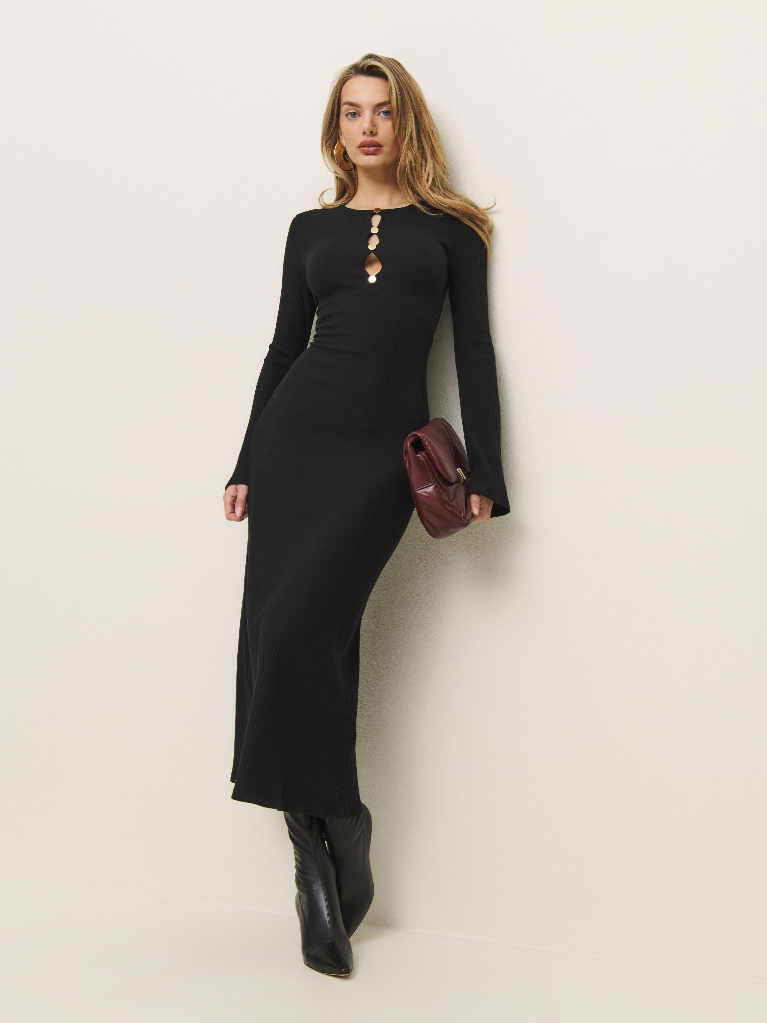 Reformation Hayden Knit Dress In Black