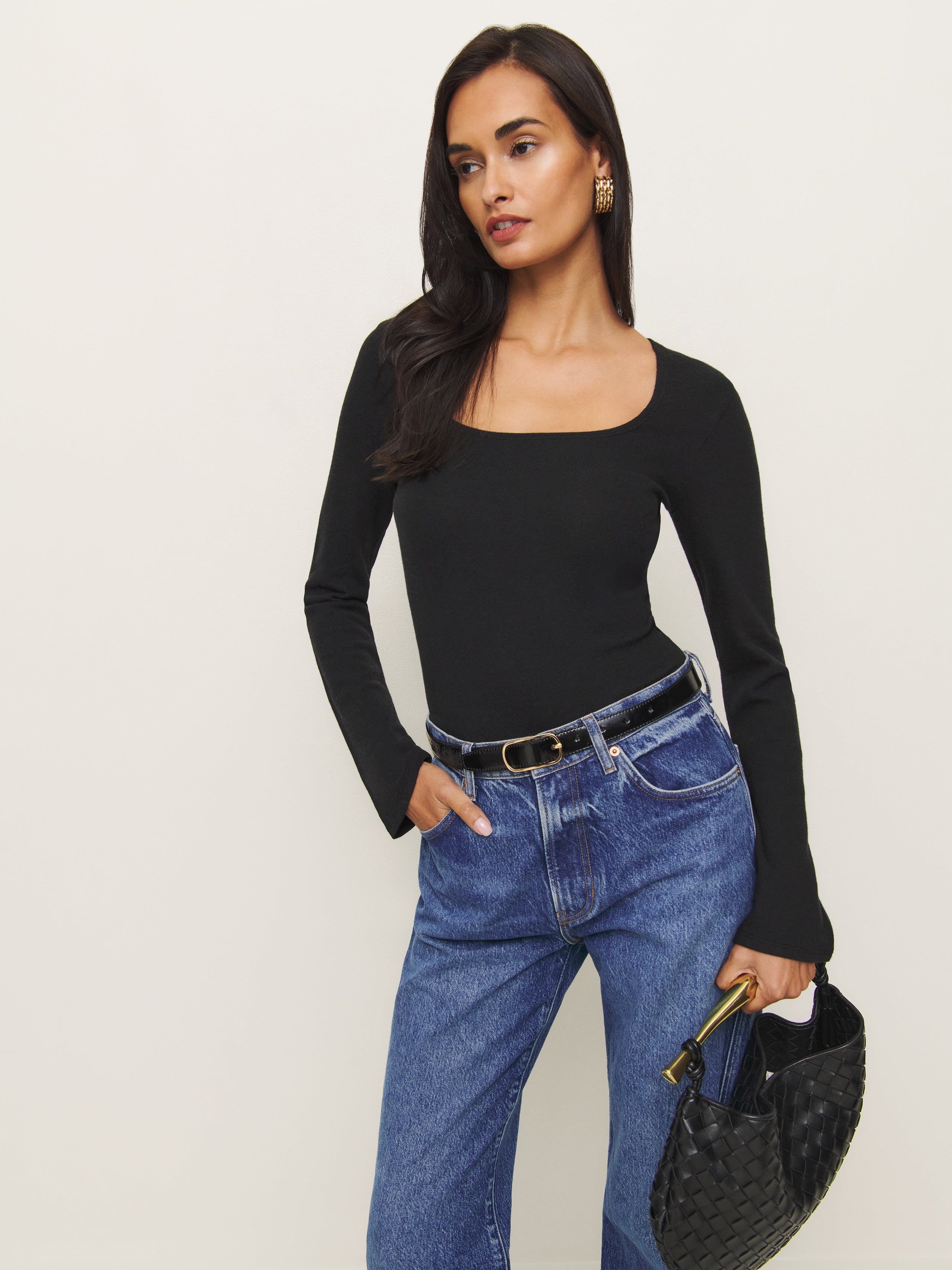 Reformation Devon Knit Top In Black