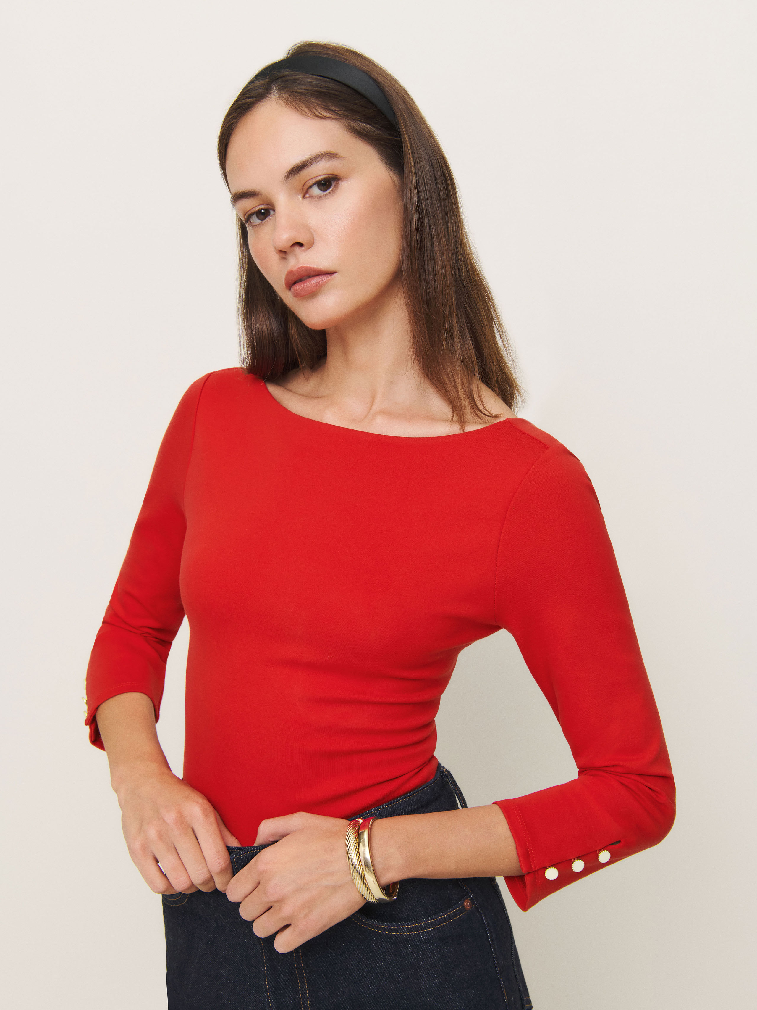 Reformation Jalen Knit Top In Red