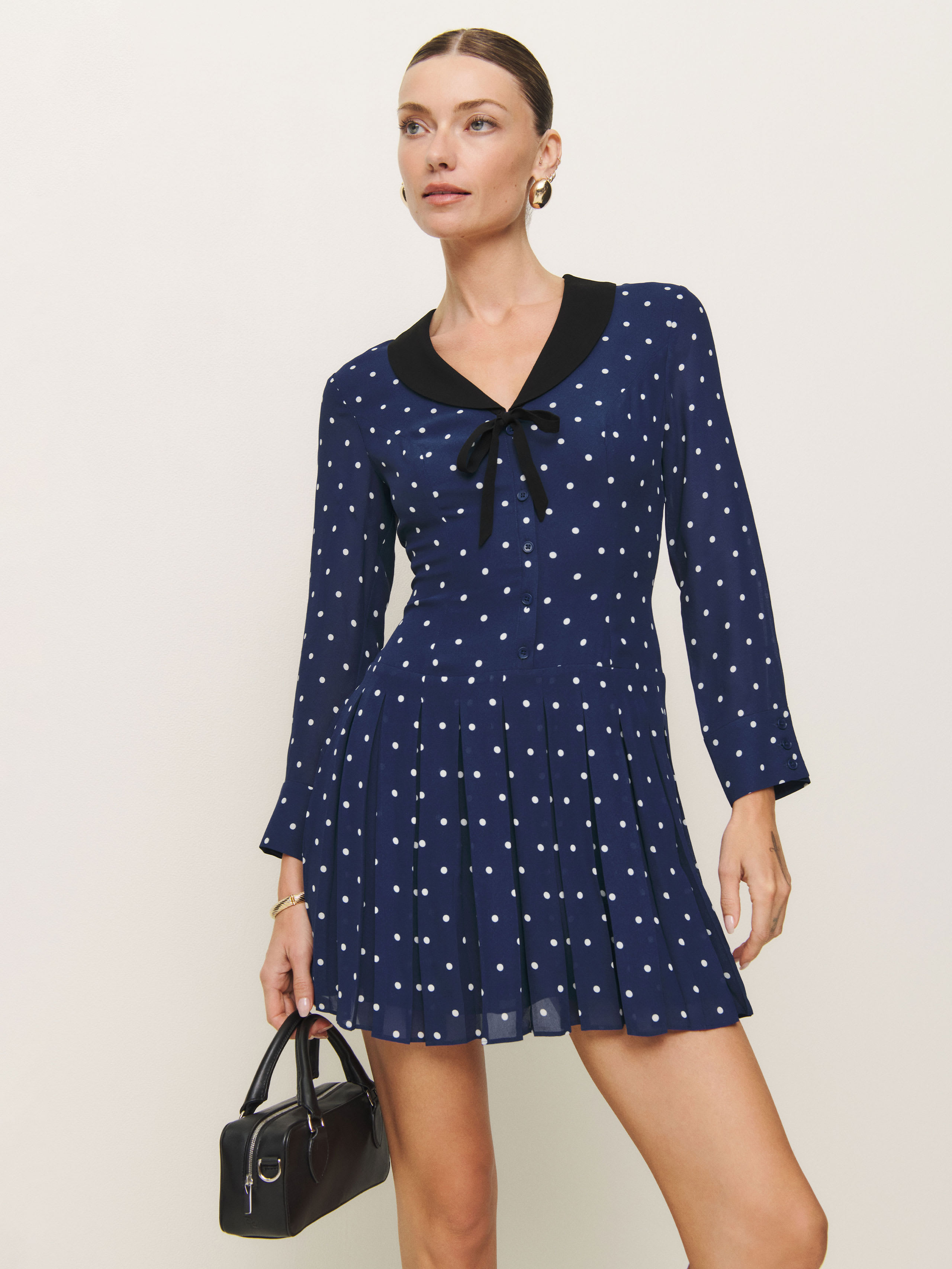 Reformation Tamia Dress In Danube Dot