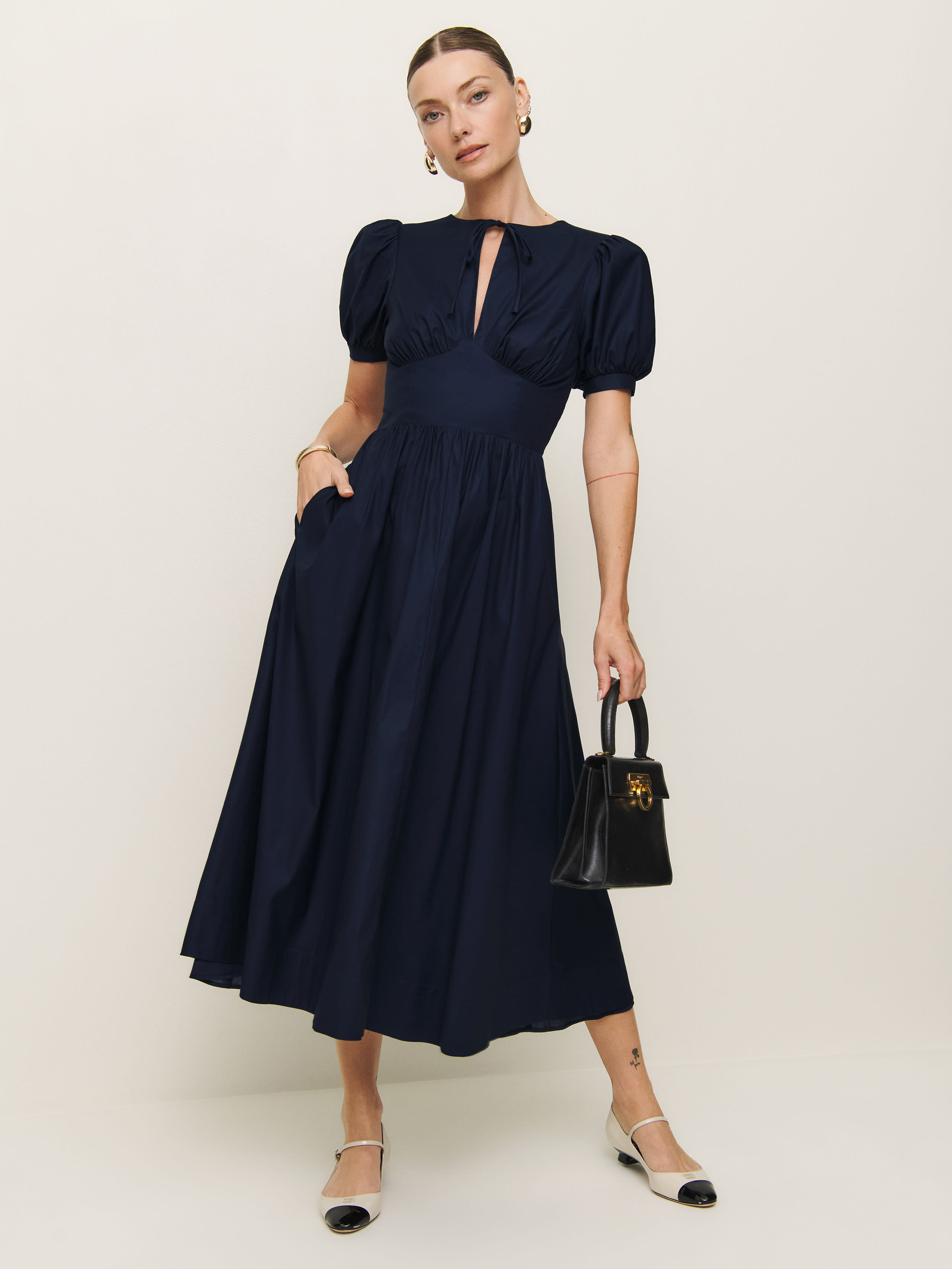 Reformation Noor Dress In Navy