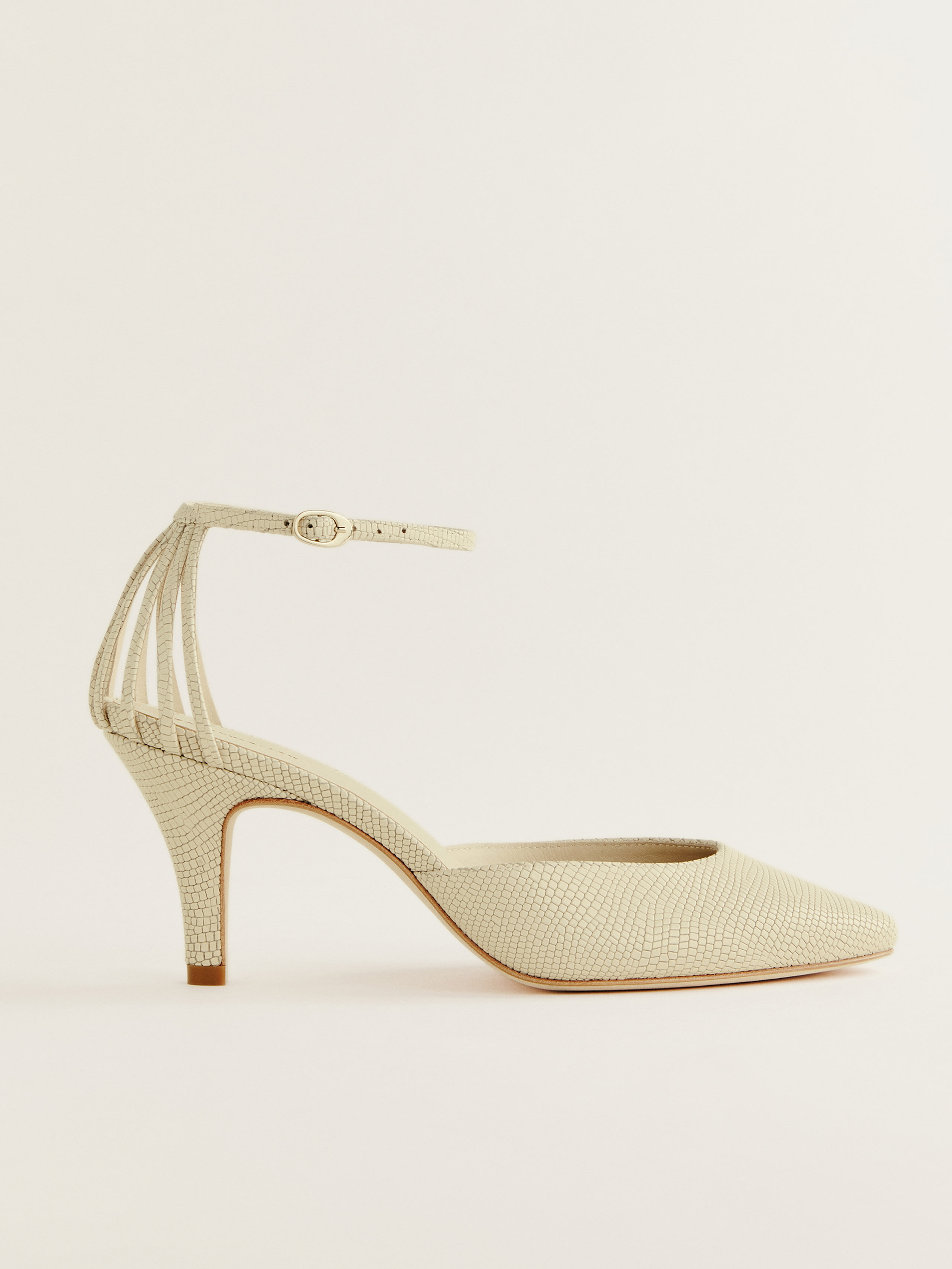 Reformation Daria Heeled Pump In Almond Snake
