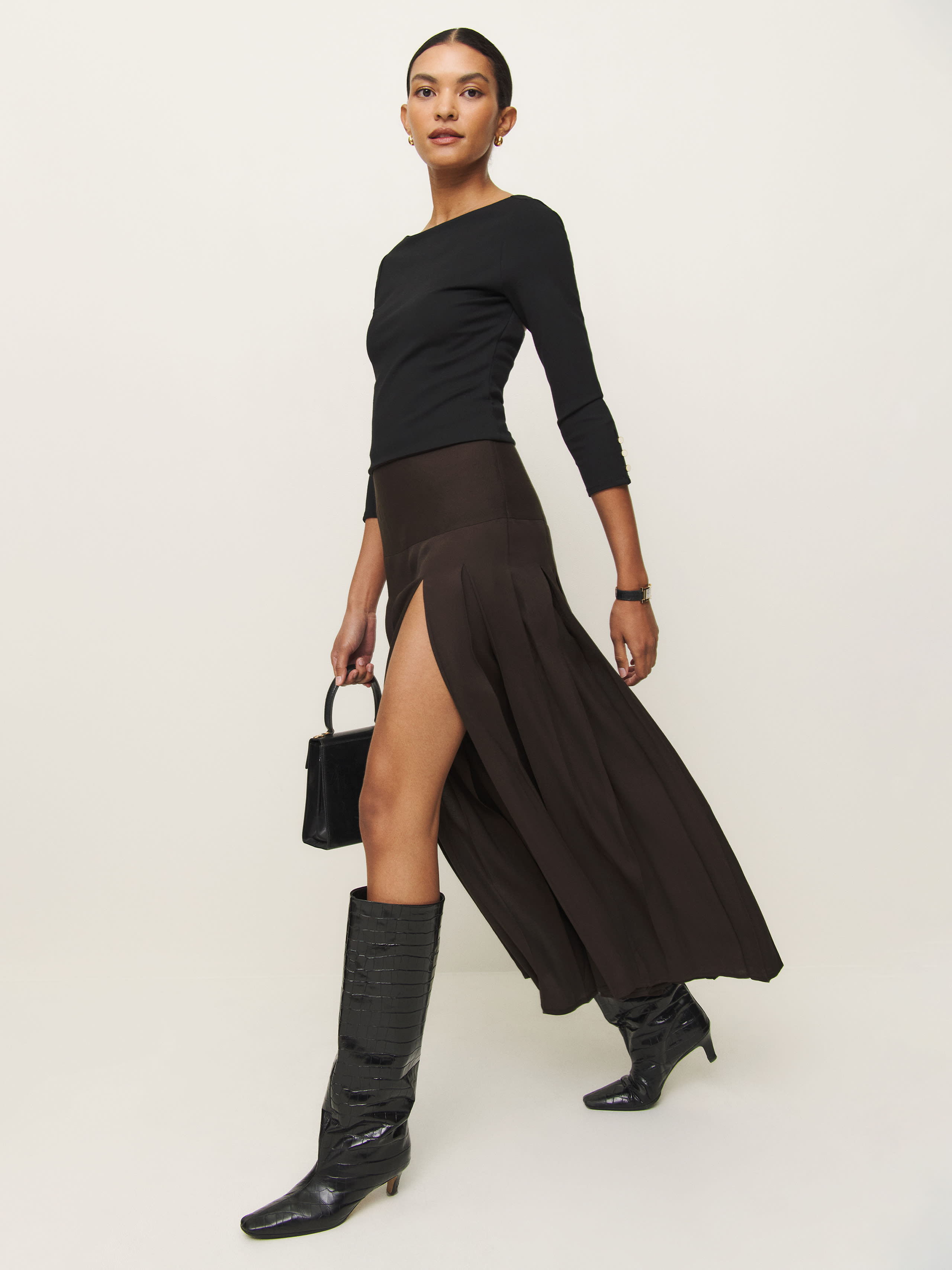 Reformation Nancy Skirt In Mole