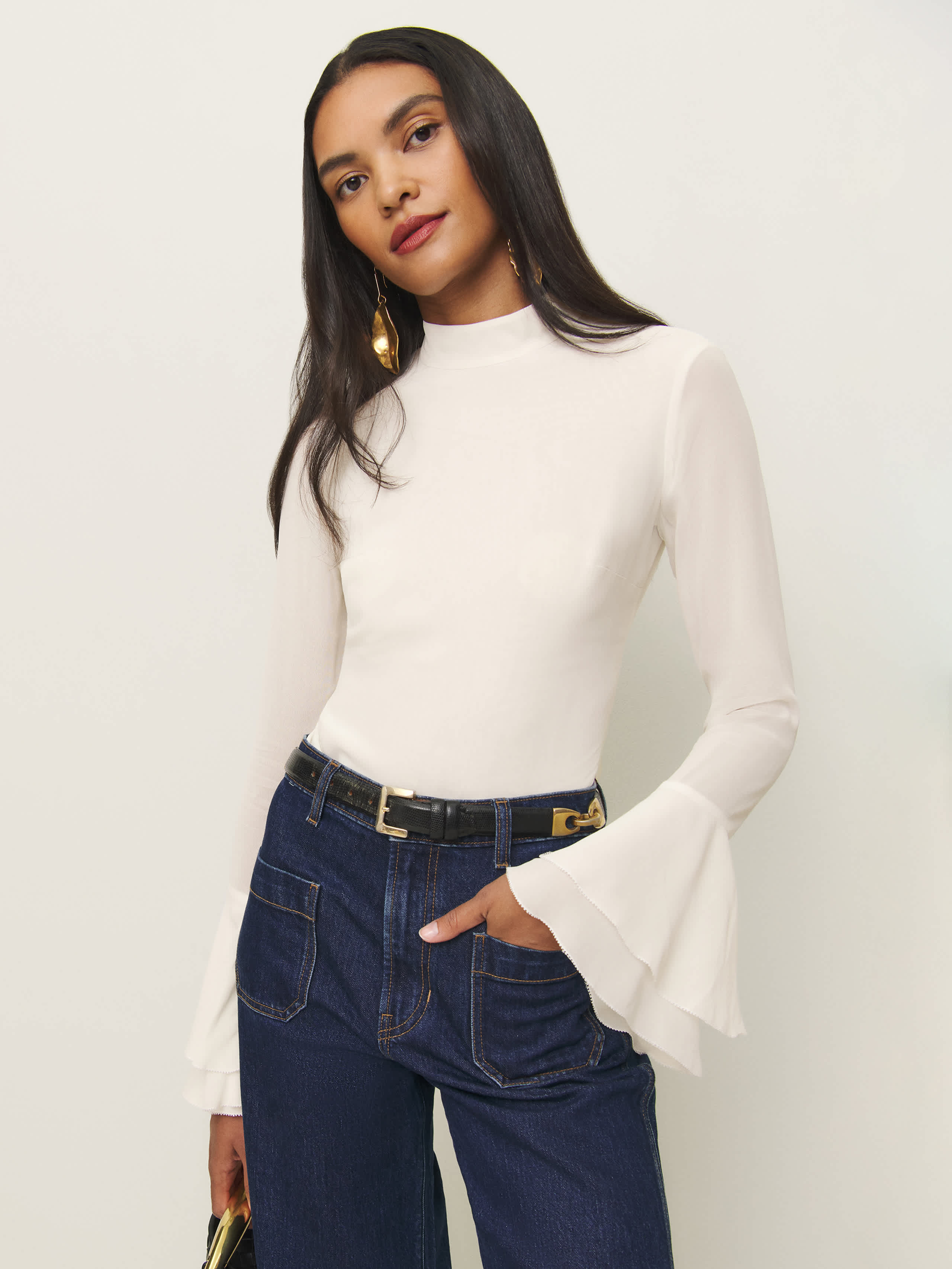 Shop Reformation Roxana Top In Ivory