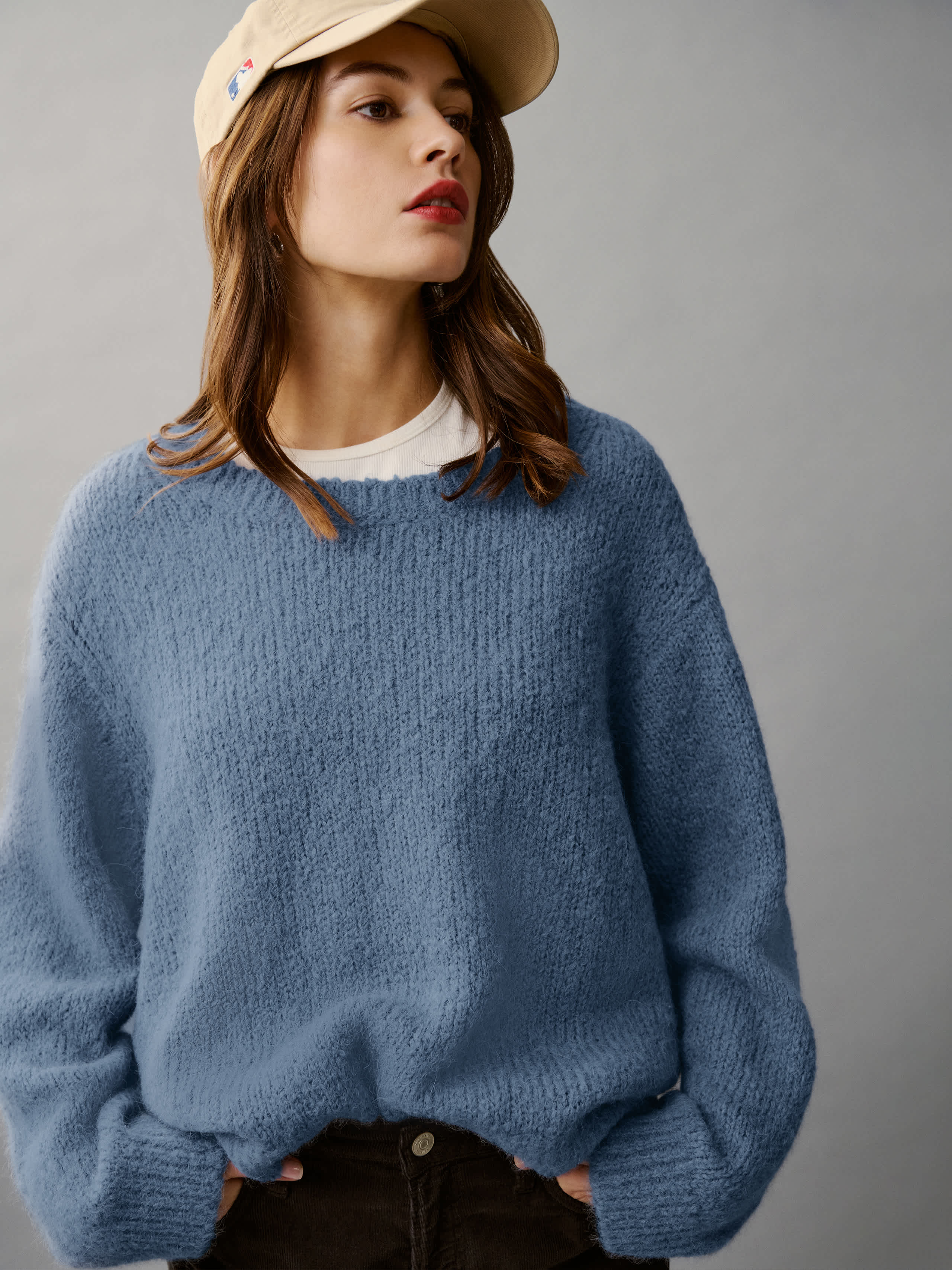 Shop Reformation Cici Oversized Crew Sweater In Cornflower