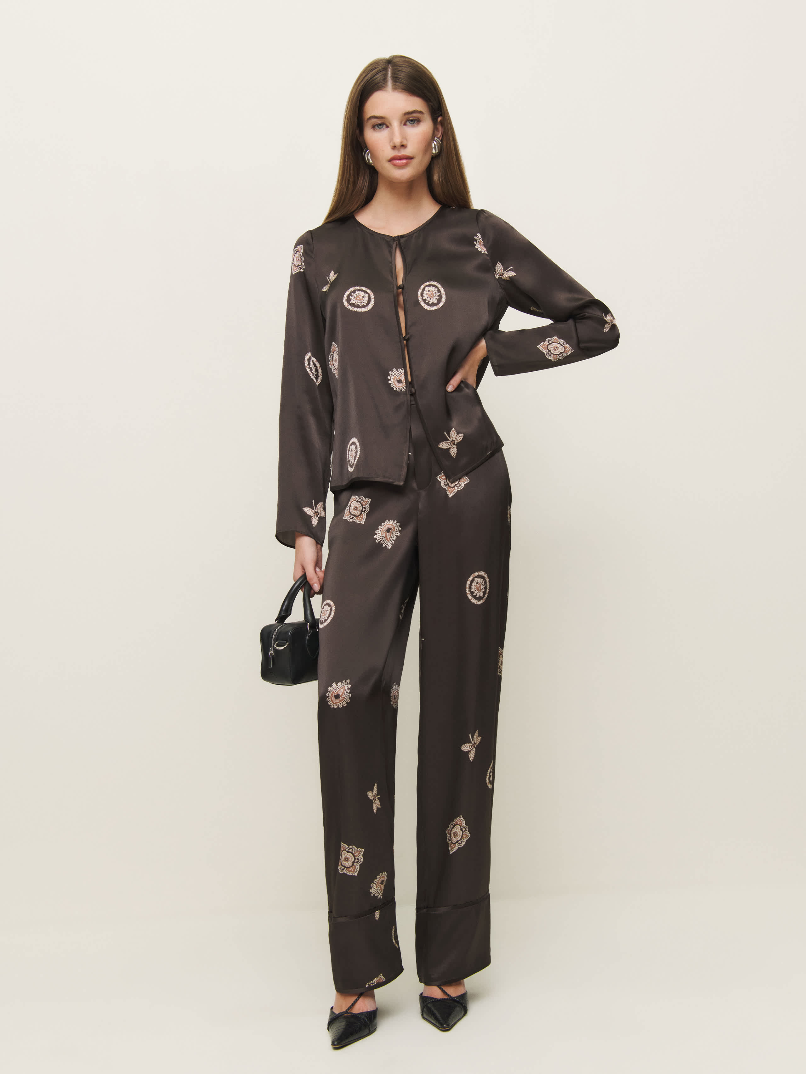 Reformation Eloise Silk Two Piece In Palace