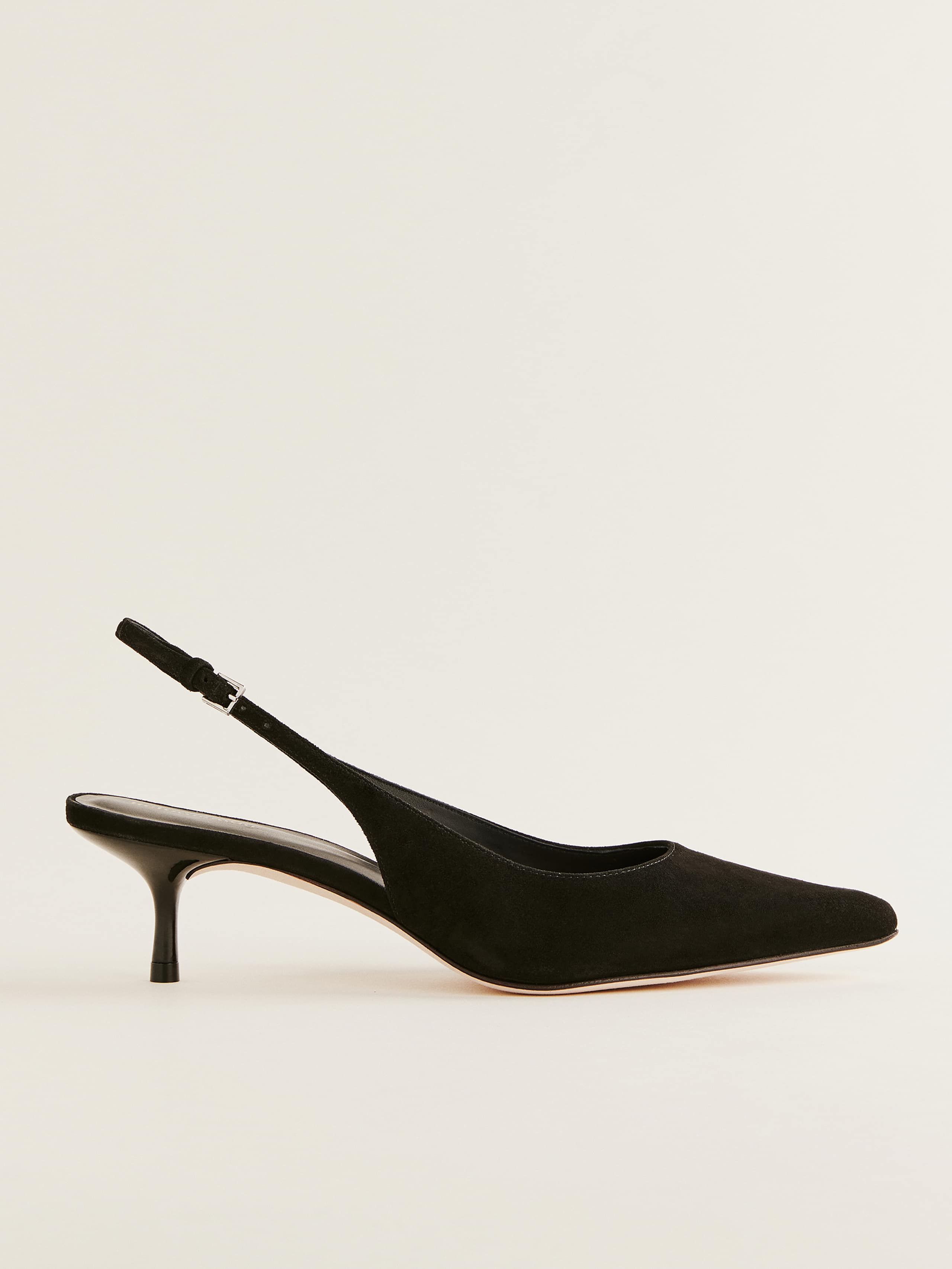 Reformation Wrenley Heeled Slingback In Black Suede