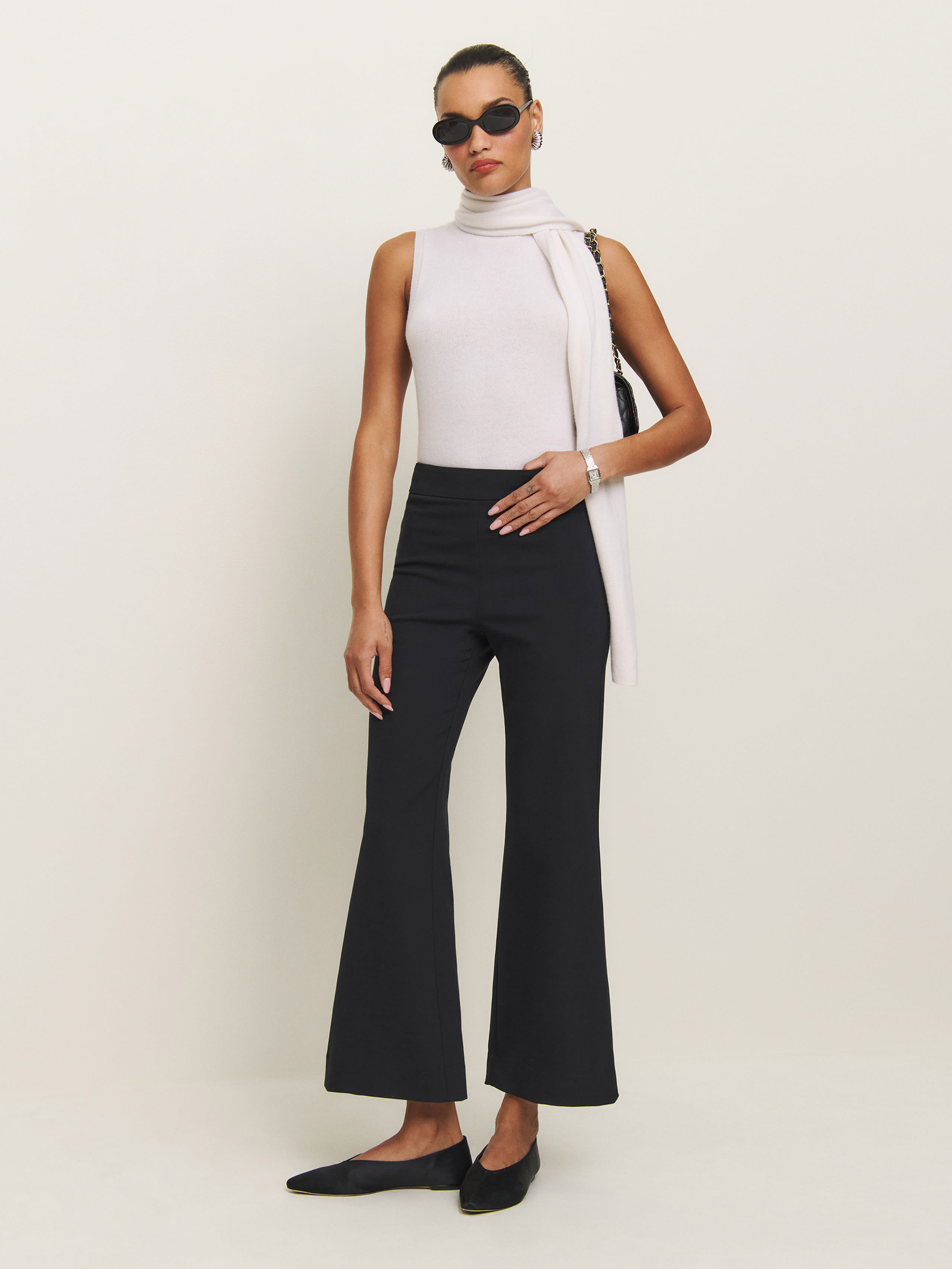 Reformation Petites Tanya Knit Trouser In Black