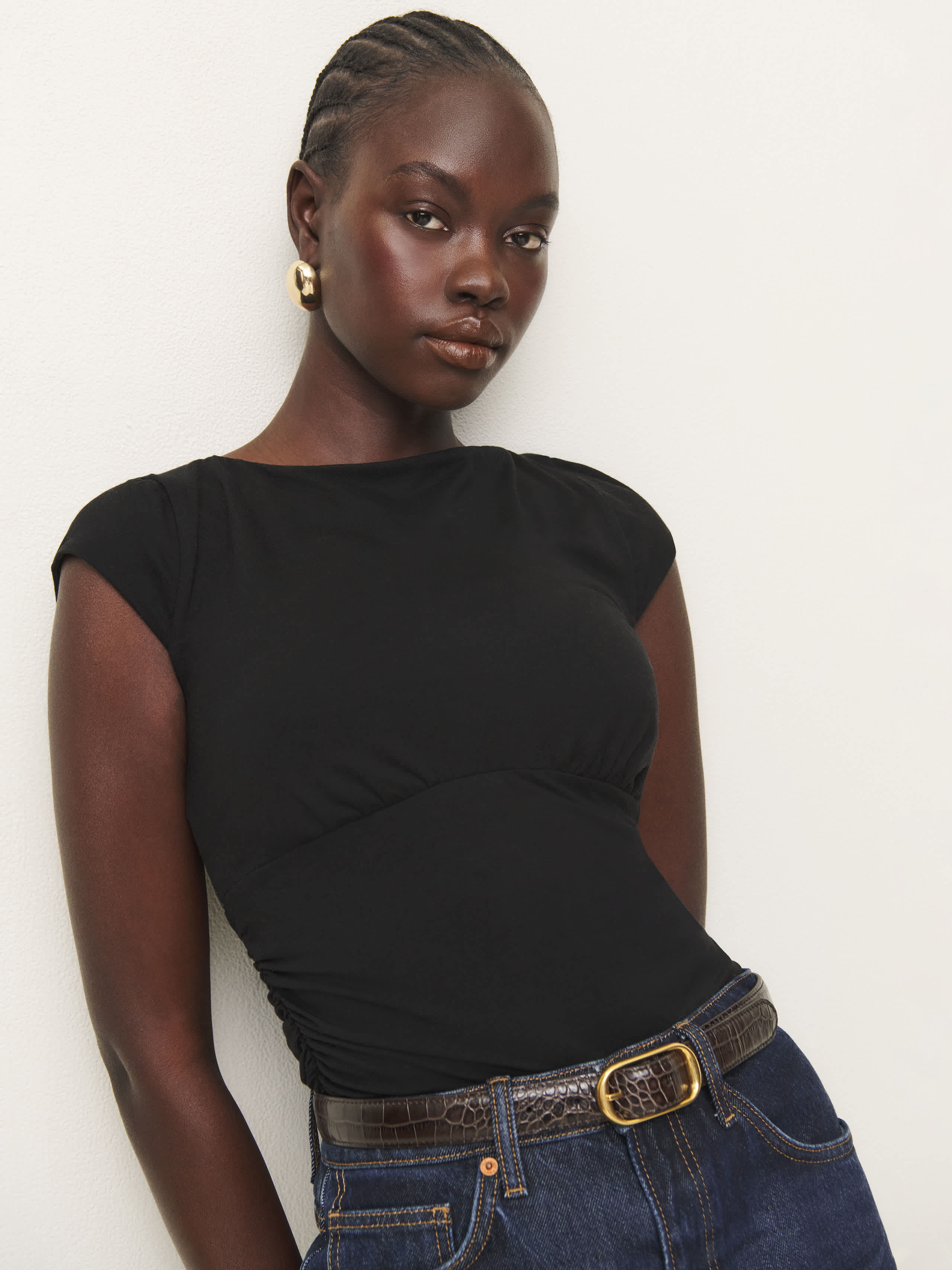 Reformation Madelyn Knit Top In Black