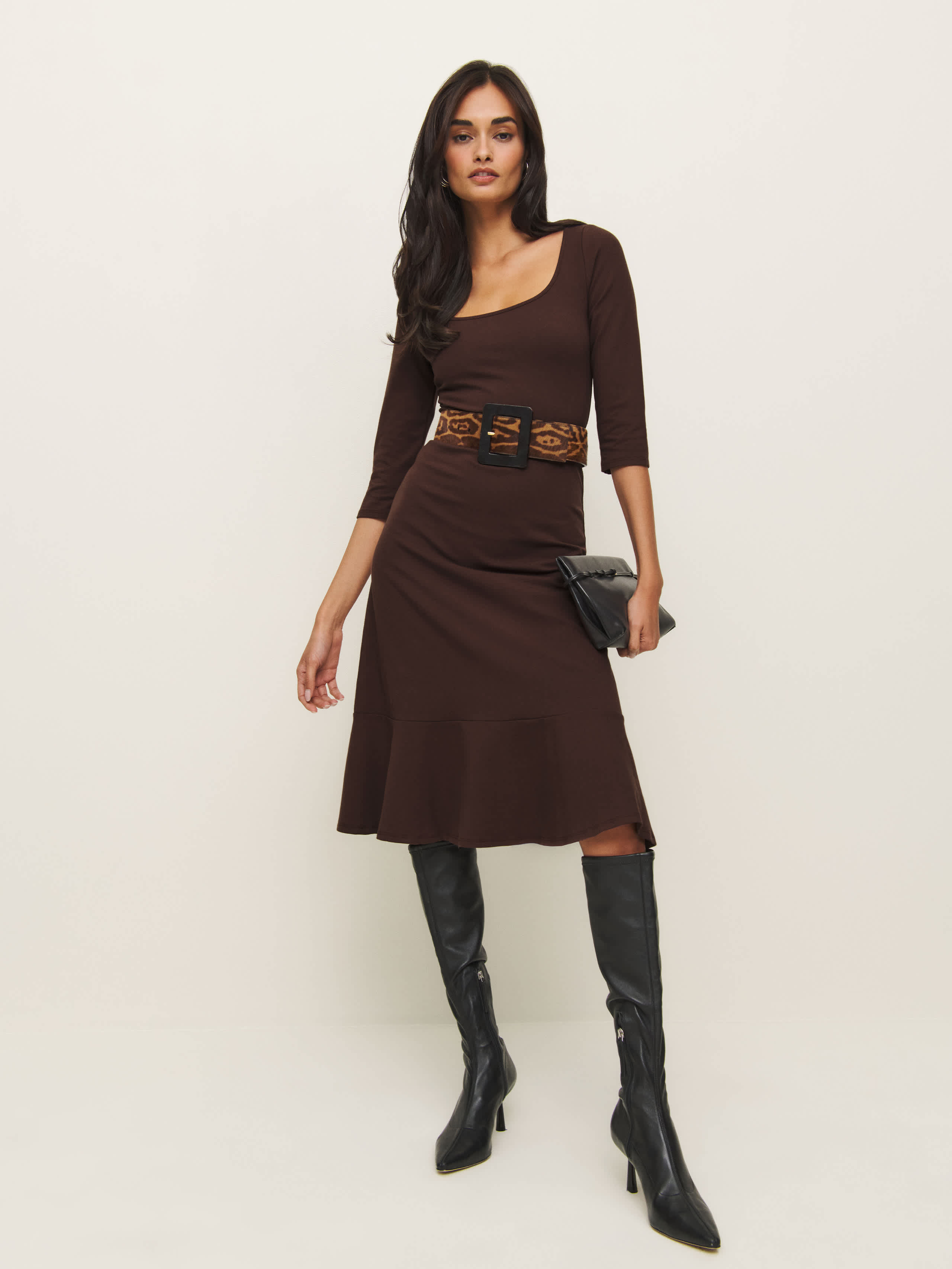 Reformation Everly Knit Dress In Cafe