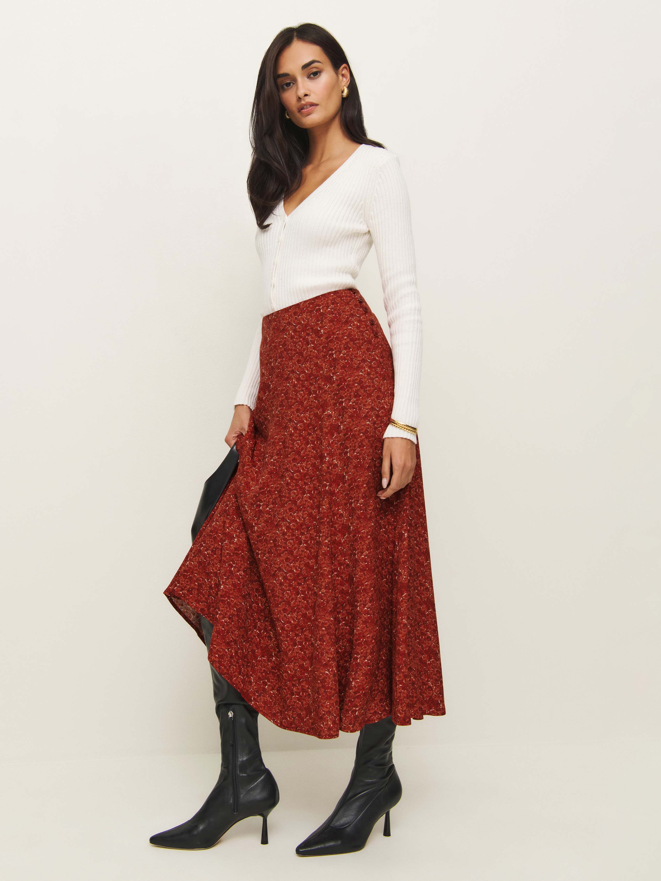 Shop Reformation Claire Skirt In Roseanne