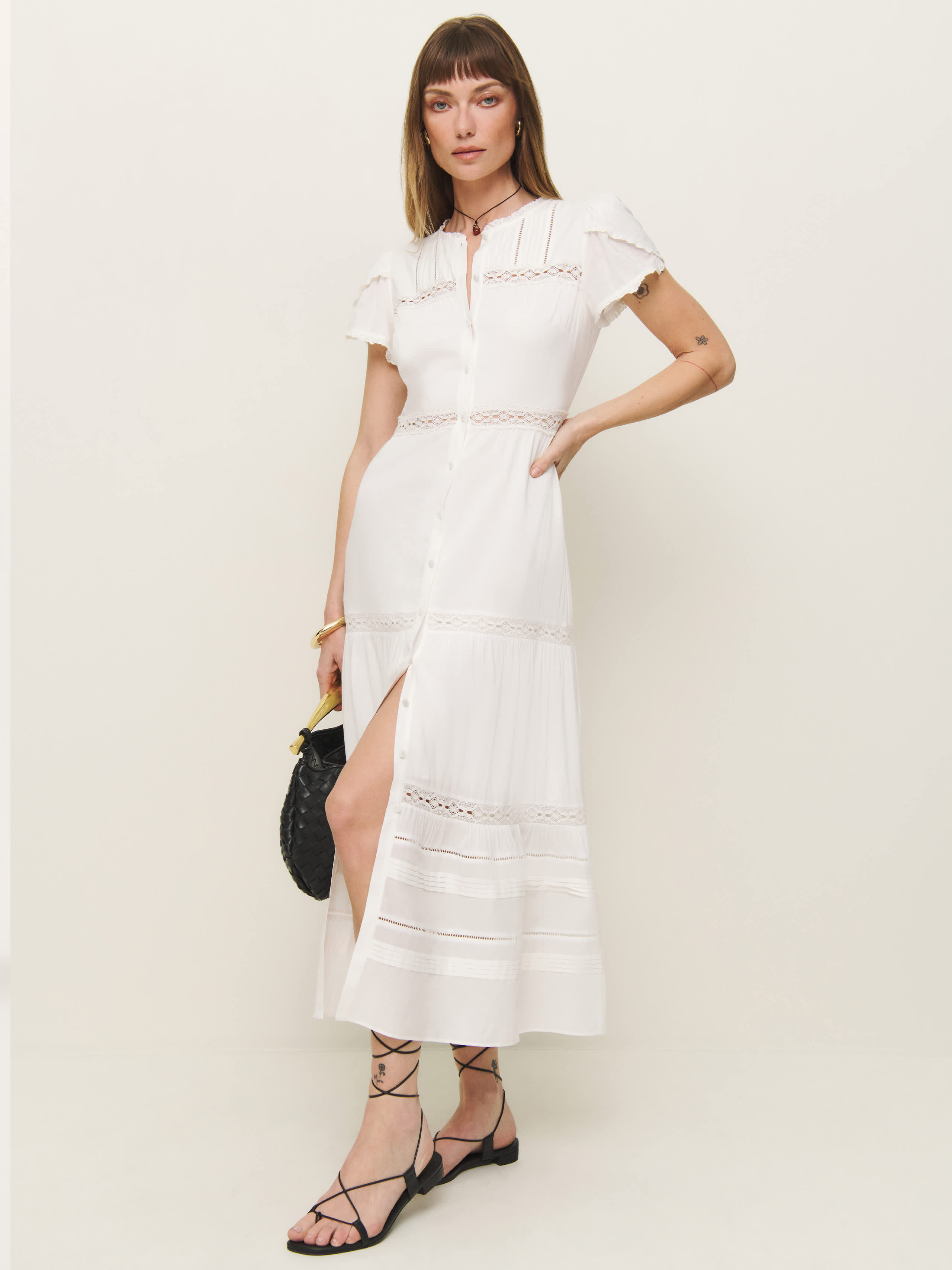 Reformation Zebrina Dress In White