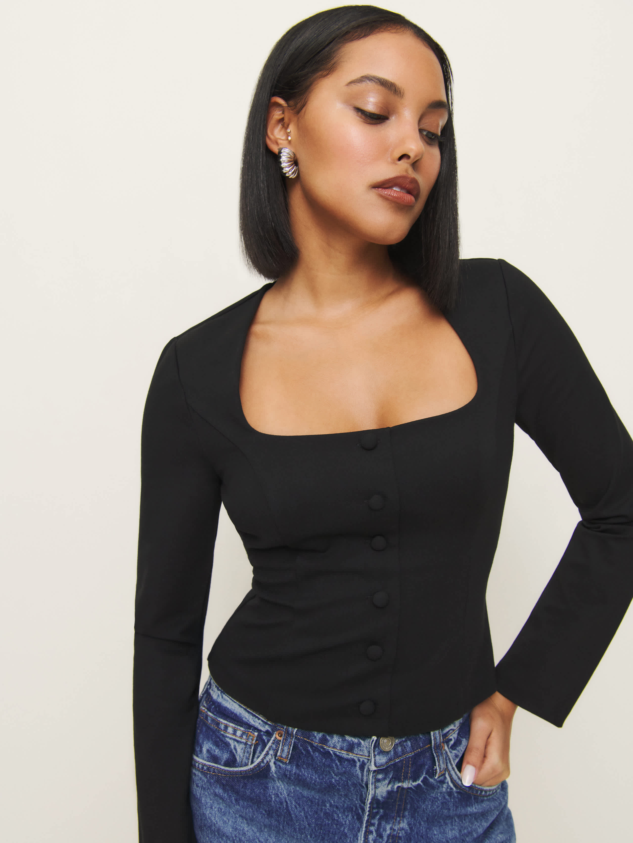 Shop Reformation Vivienne Knit Top In Black