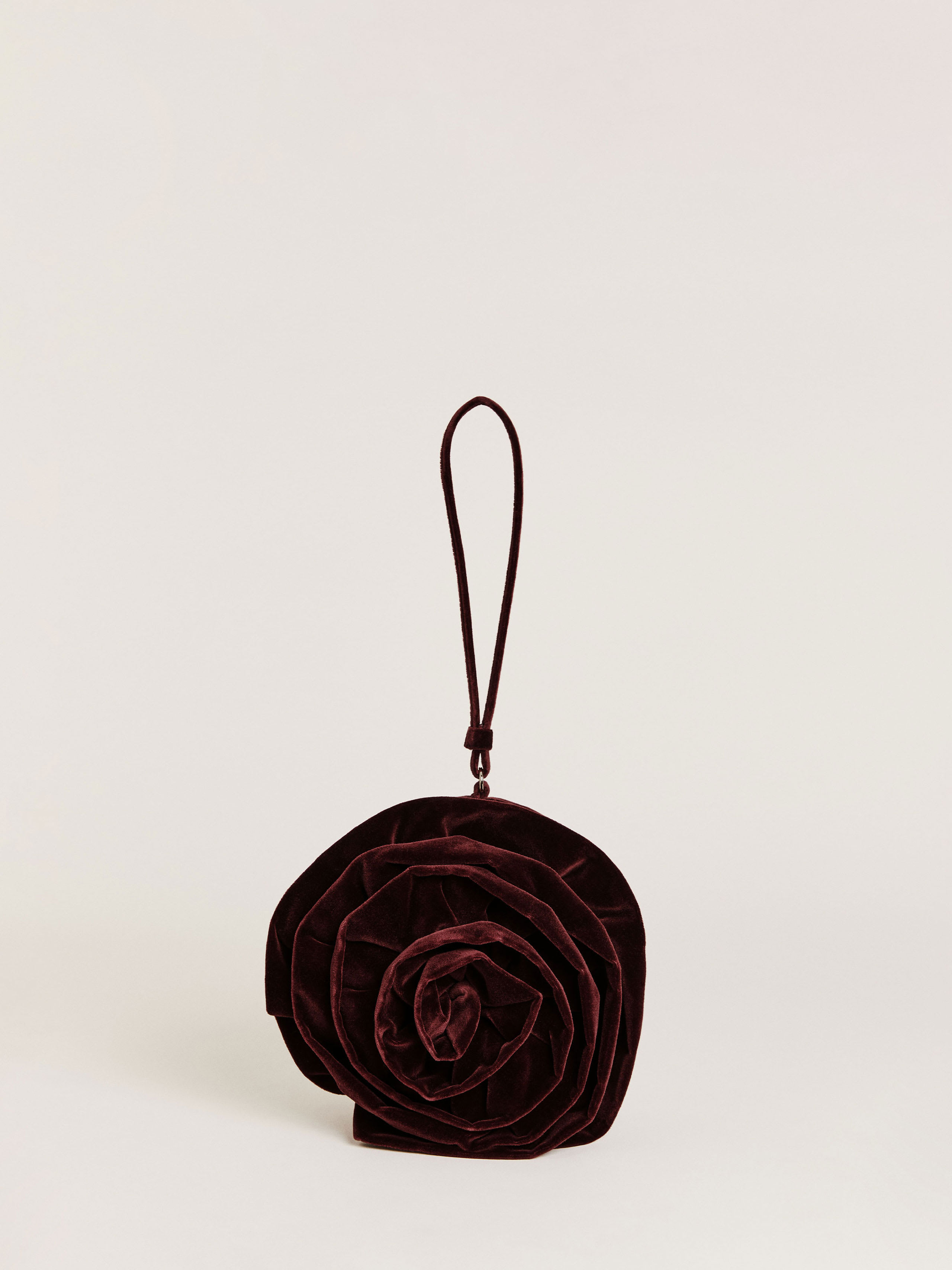 Reformation Evelina Wristlet Bag In Bordeaux Velvet