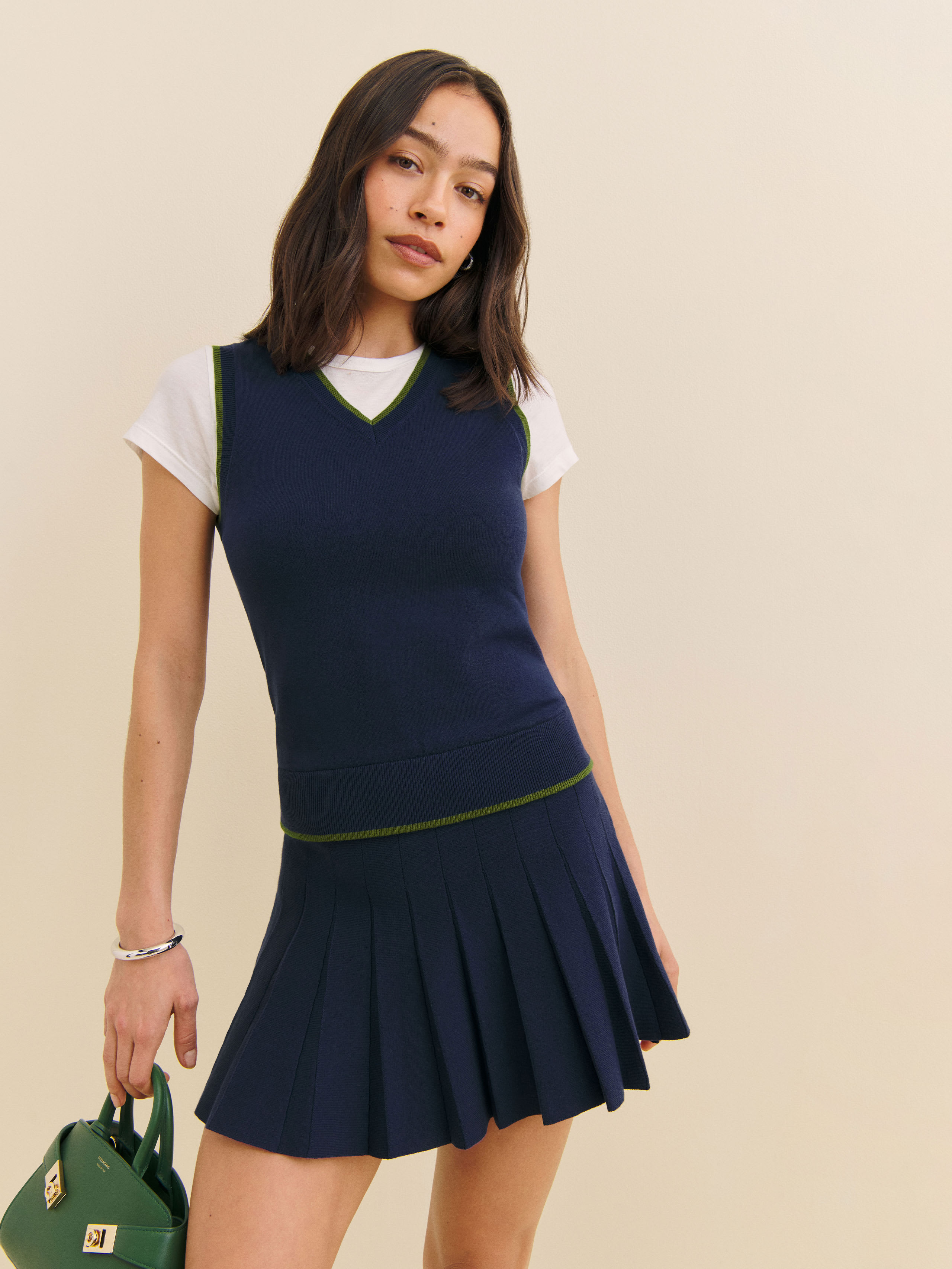 Reformation Blair Cotton Sweater Dress In Navy Grass