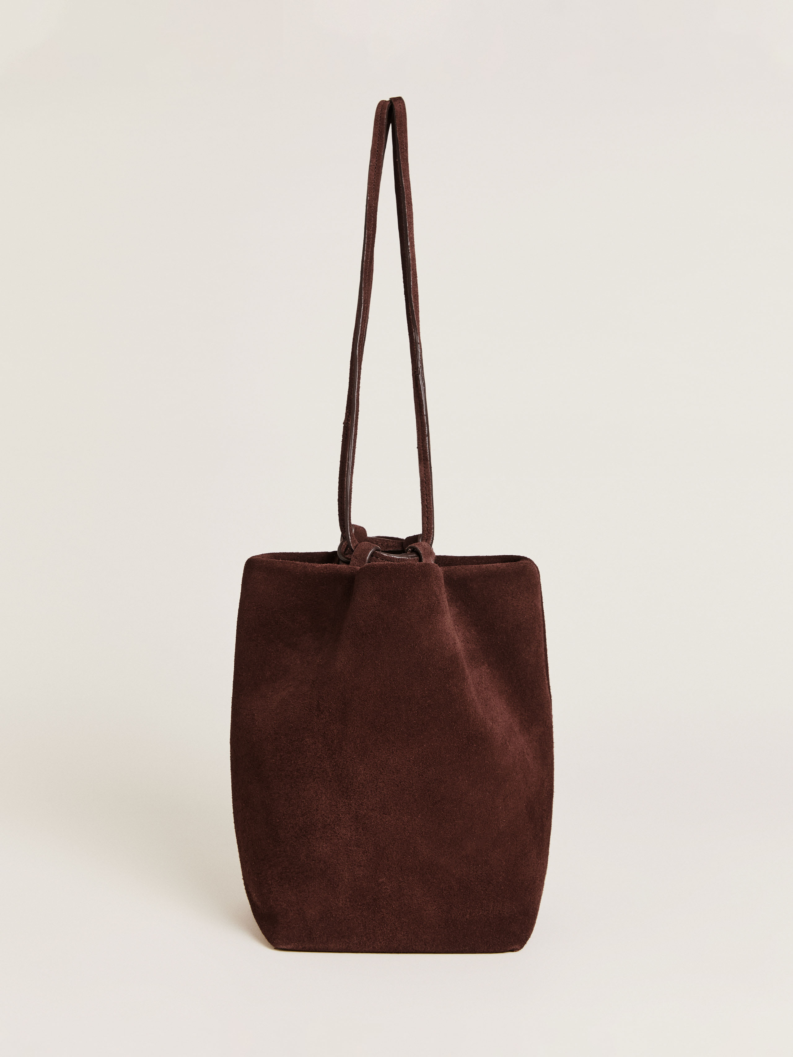 Reformation Dimitra Pouch Bag In Chocolate Suede
