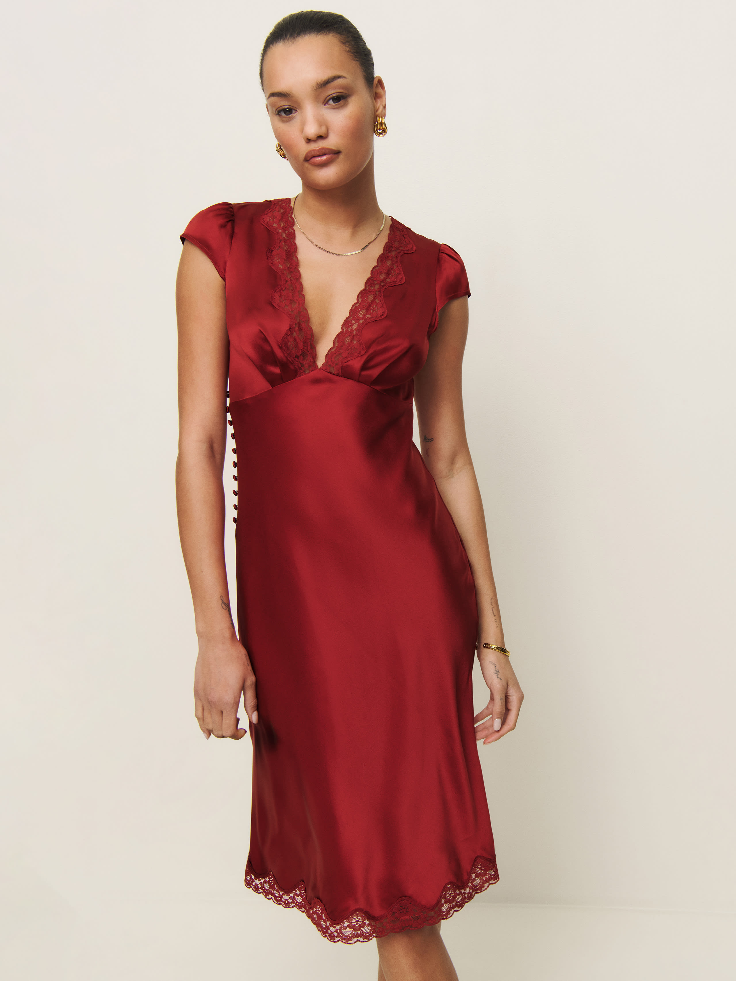 Reformation Florence Silk Dress In Sangre