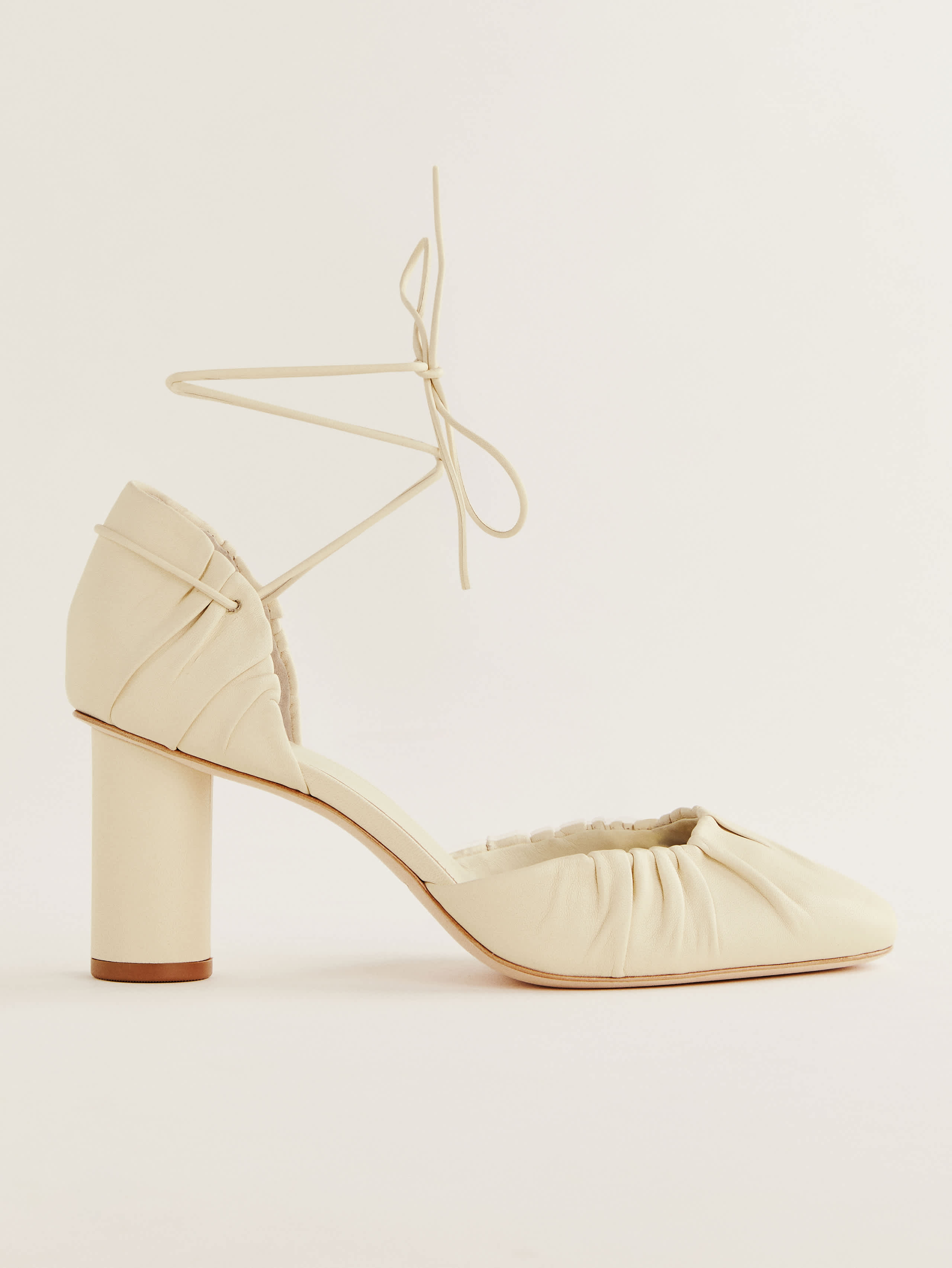 Reformation Marilena Lace Up Pump In Cream Puff Leather