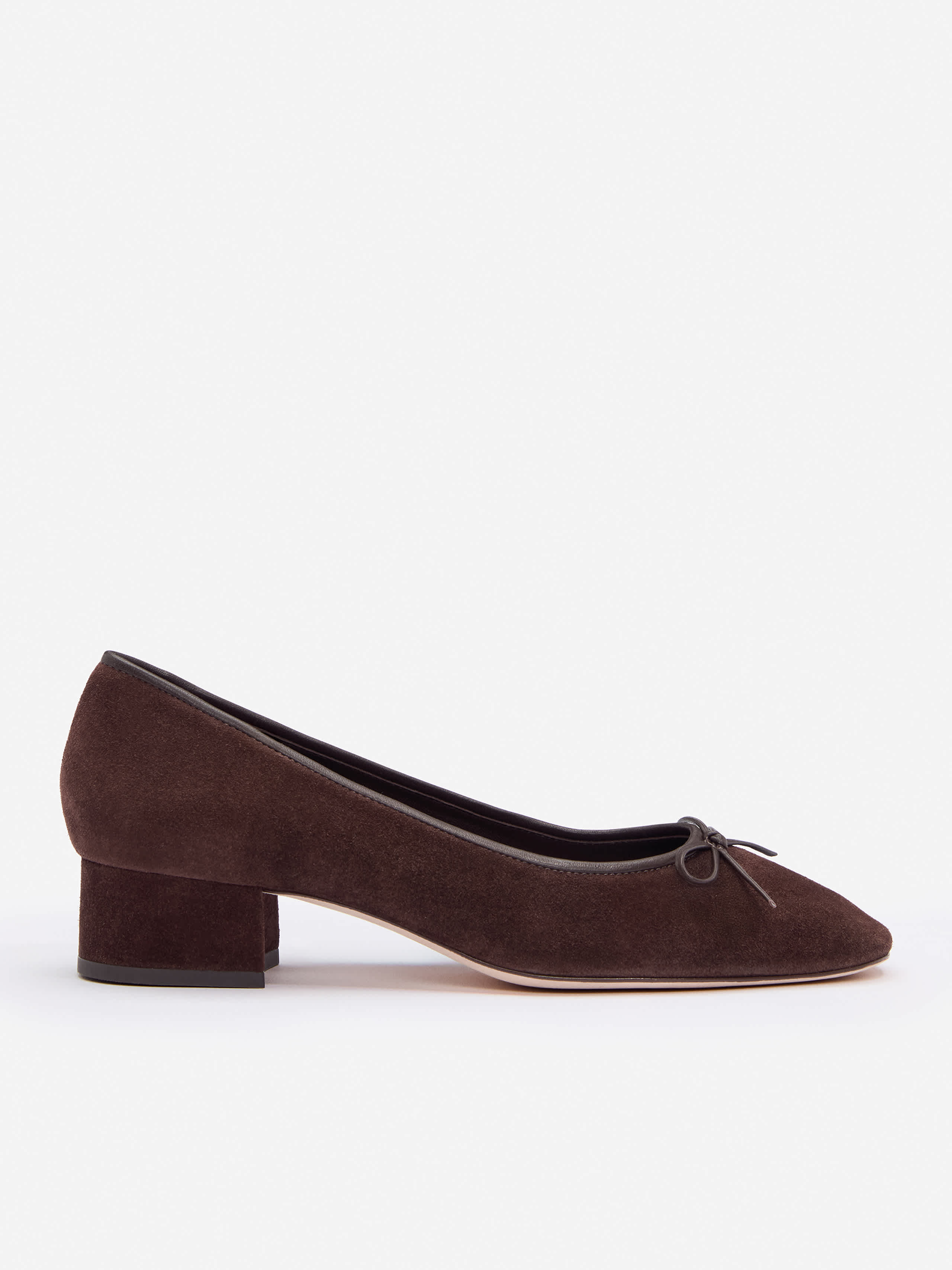 Reformation Terry Ballet Pump In Espresso Suede