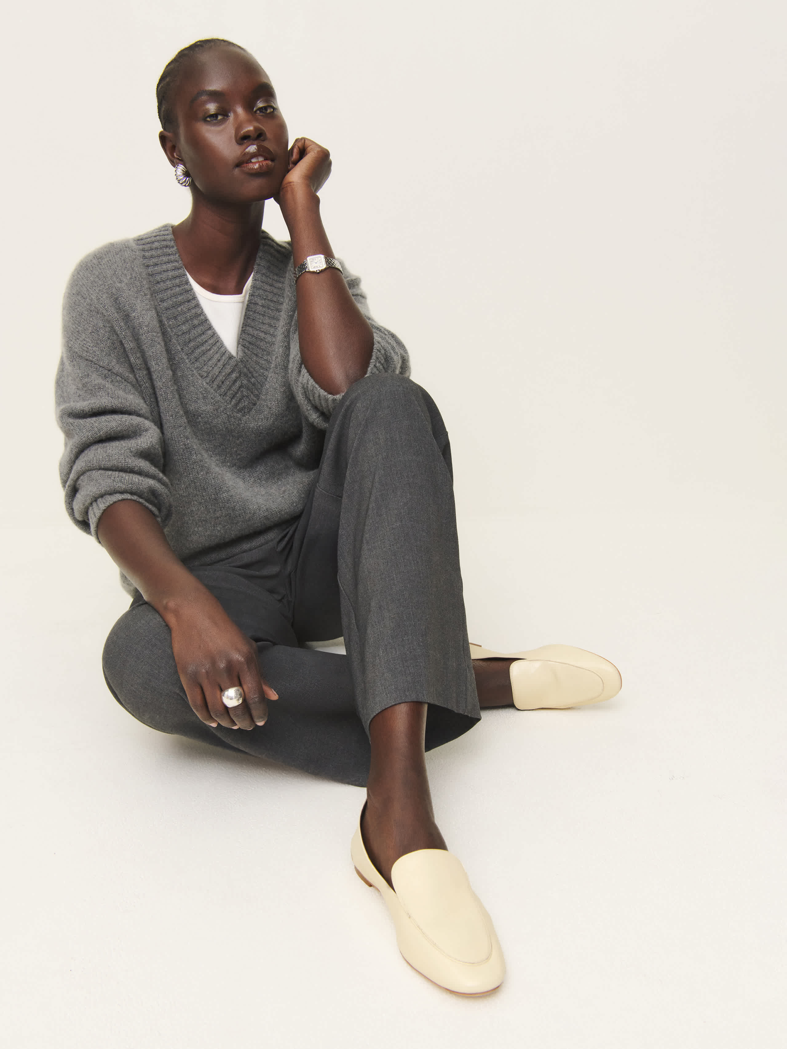 Reformation Kat Soft Loafer In Cream Puff Leather