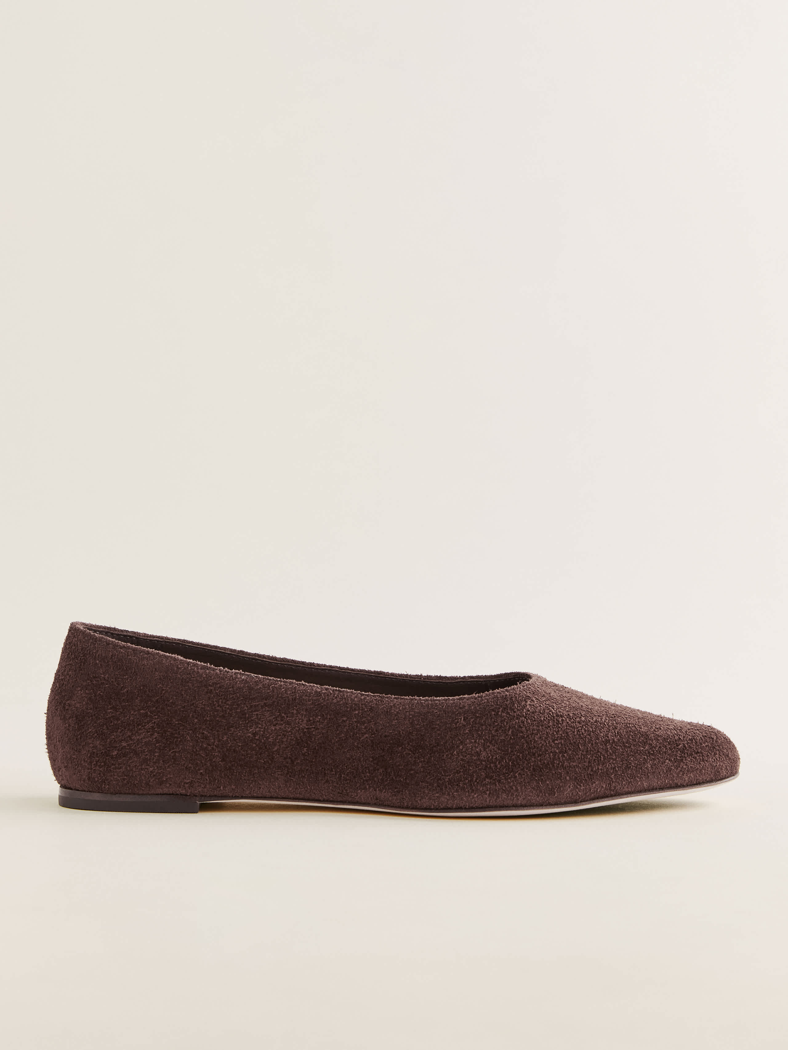 Reformation Maren Ballet Flat In Espresso Suede