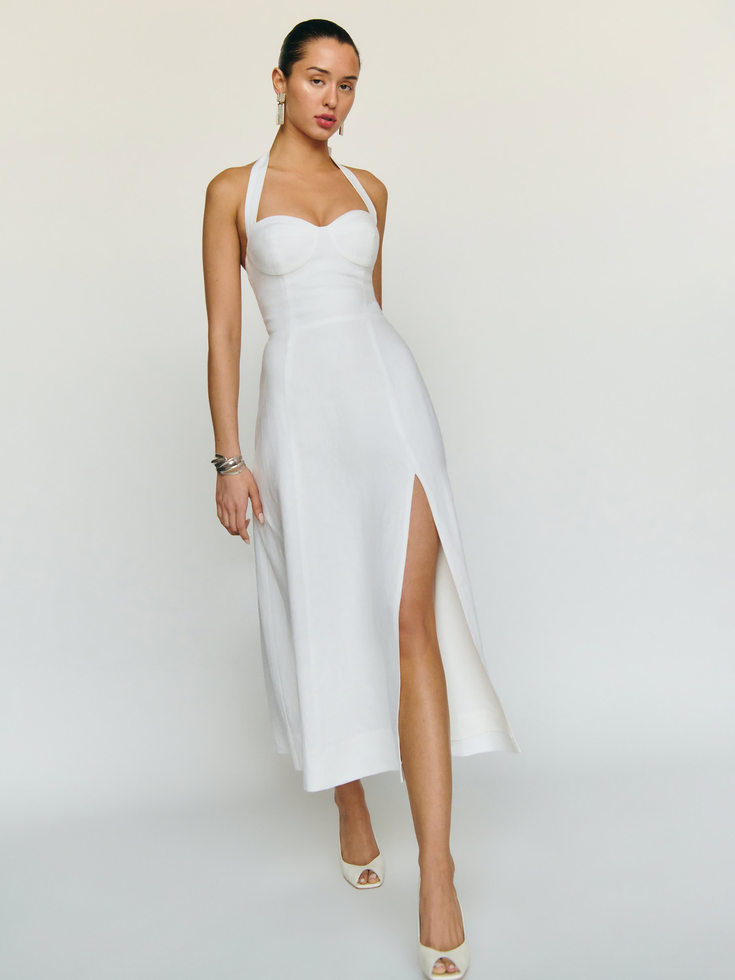 Reformation Tala Linen Dress In White