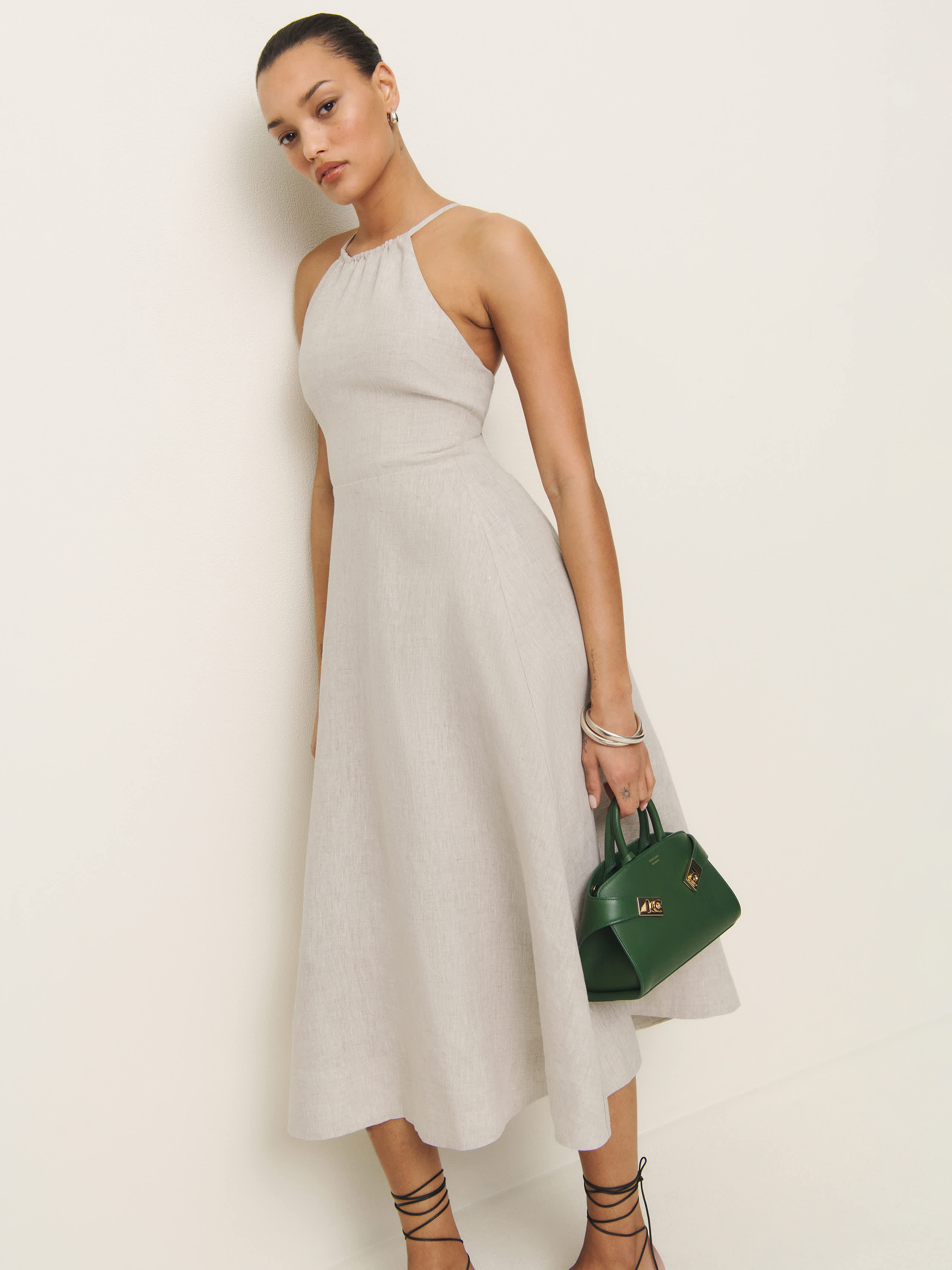 Reformation Yuliy Linen Dress In White
