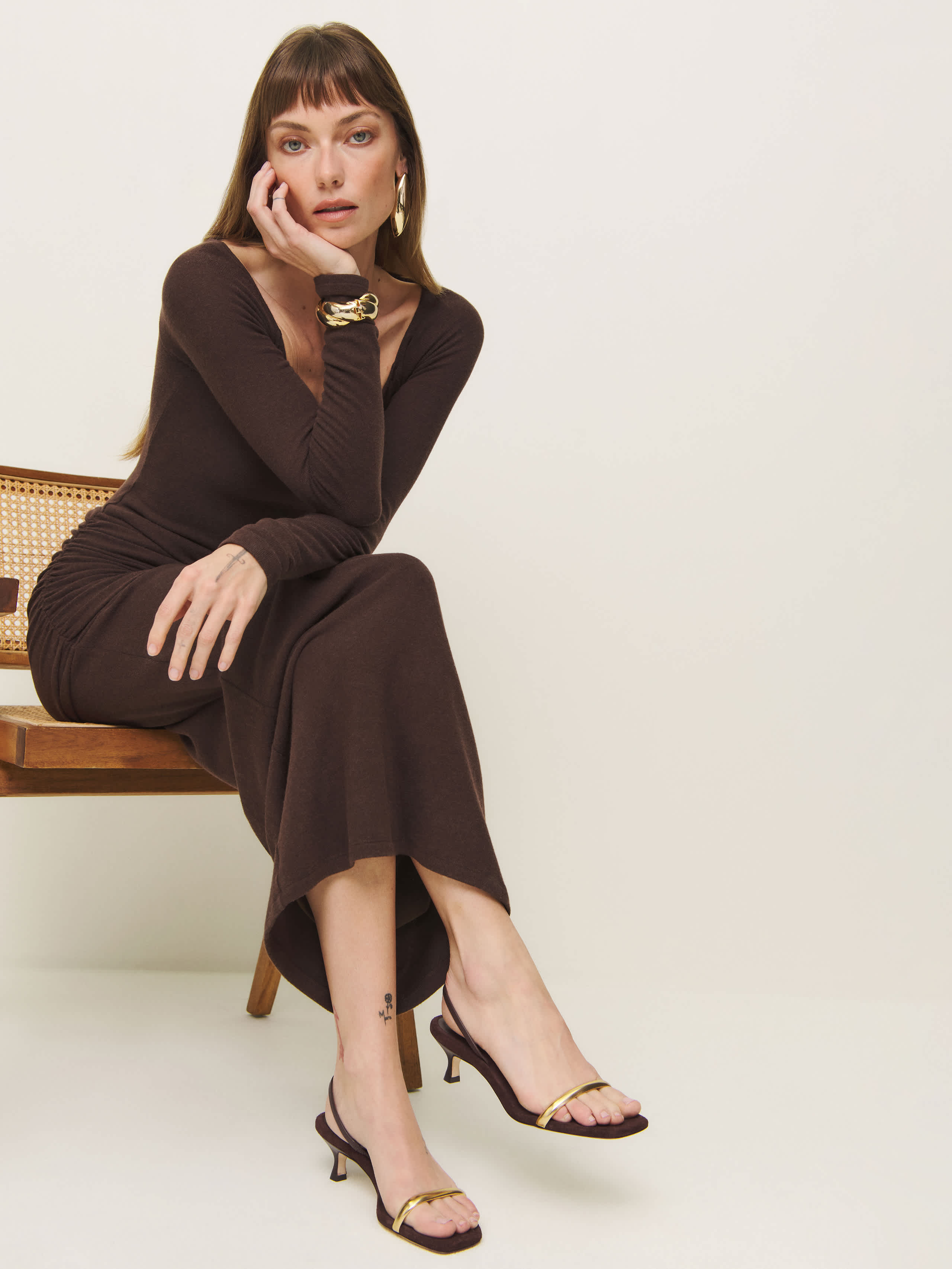 Reformation Samantha Heeled Sandal In Espresso