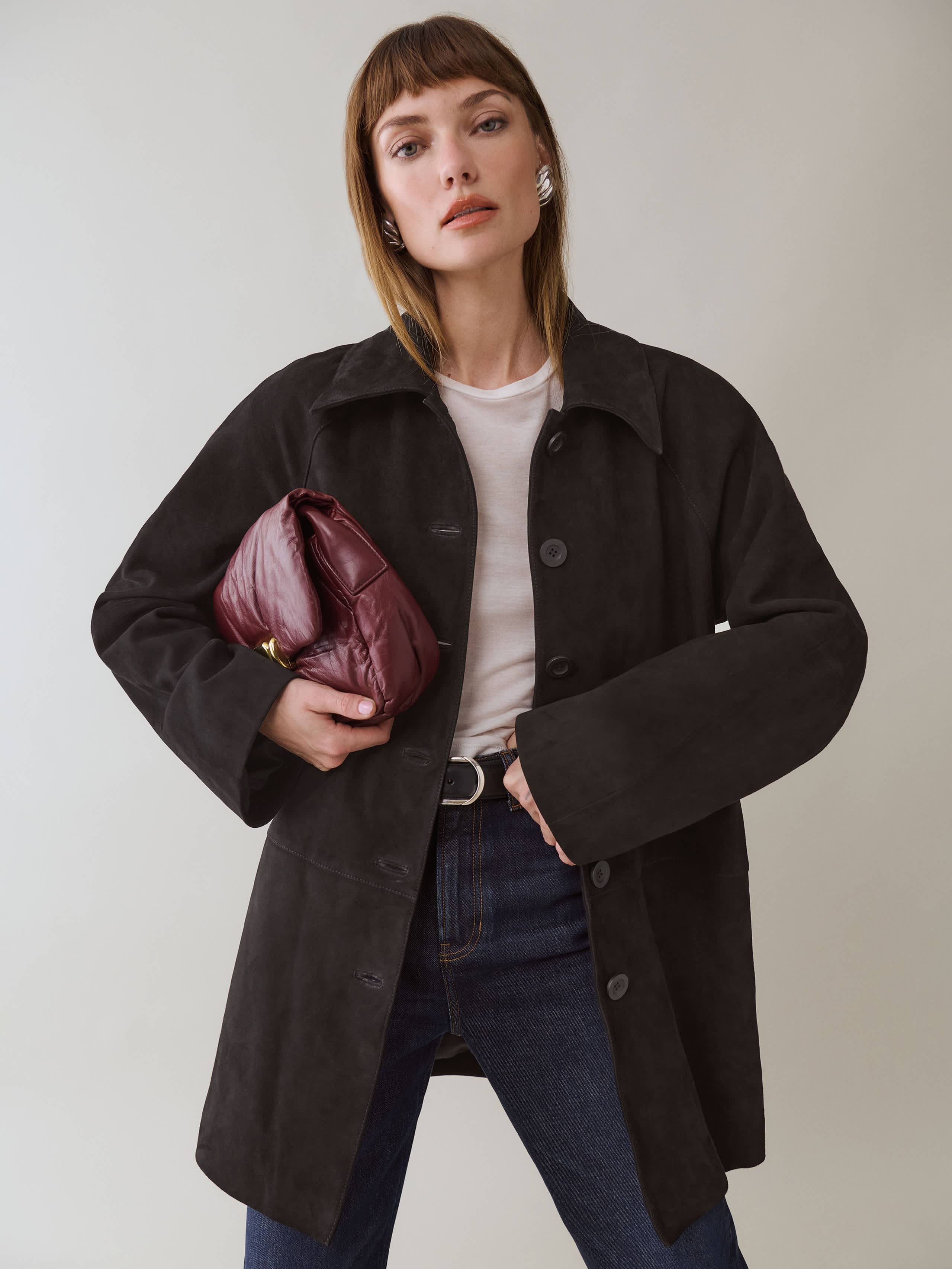 Reformation Veda Celine Jacket In Black Suede