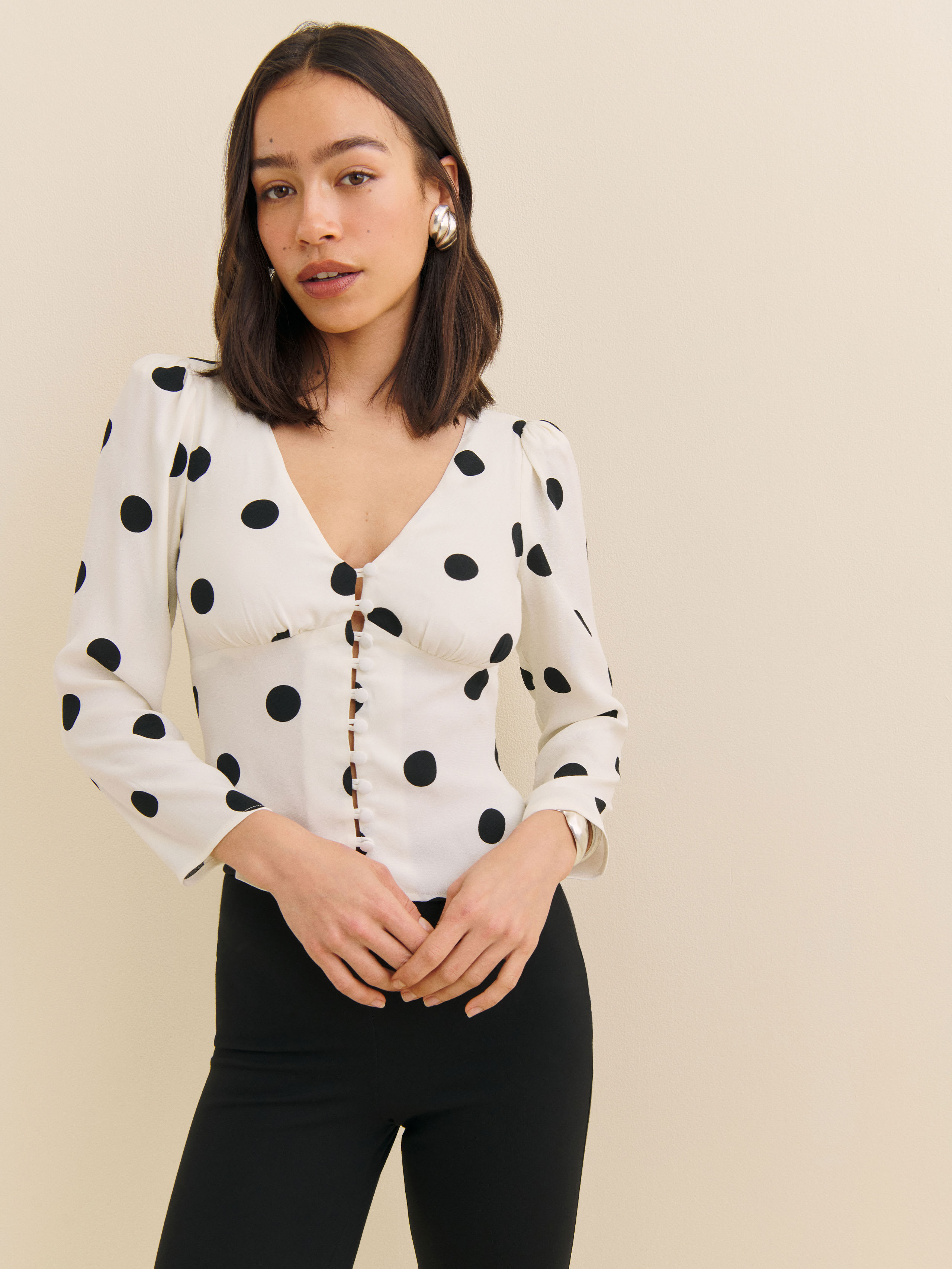 Shop Reformation Drina Top In Pluto Dot