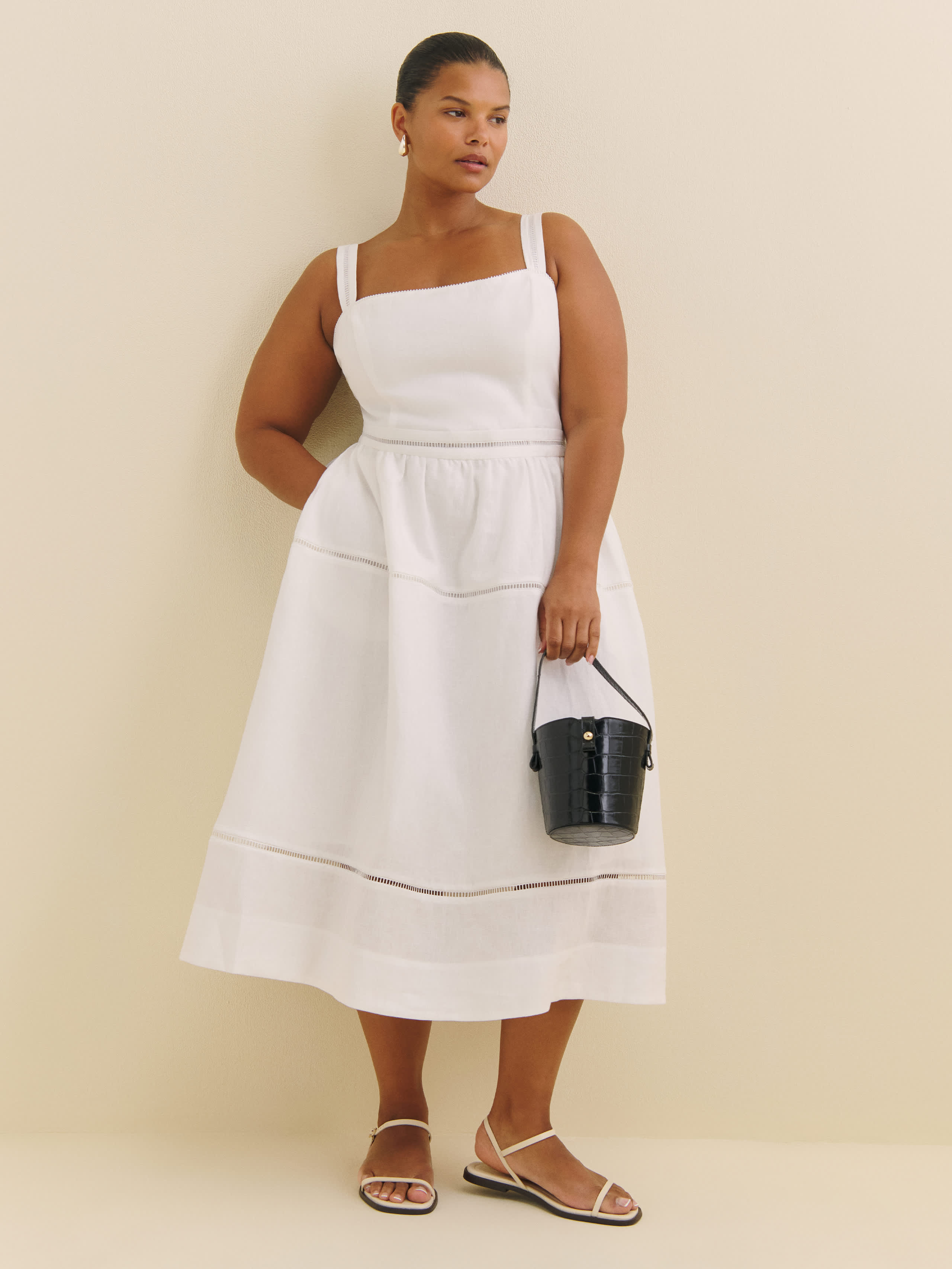 Reformation Petites Everett Linen Dress In White