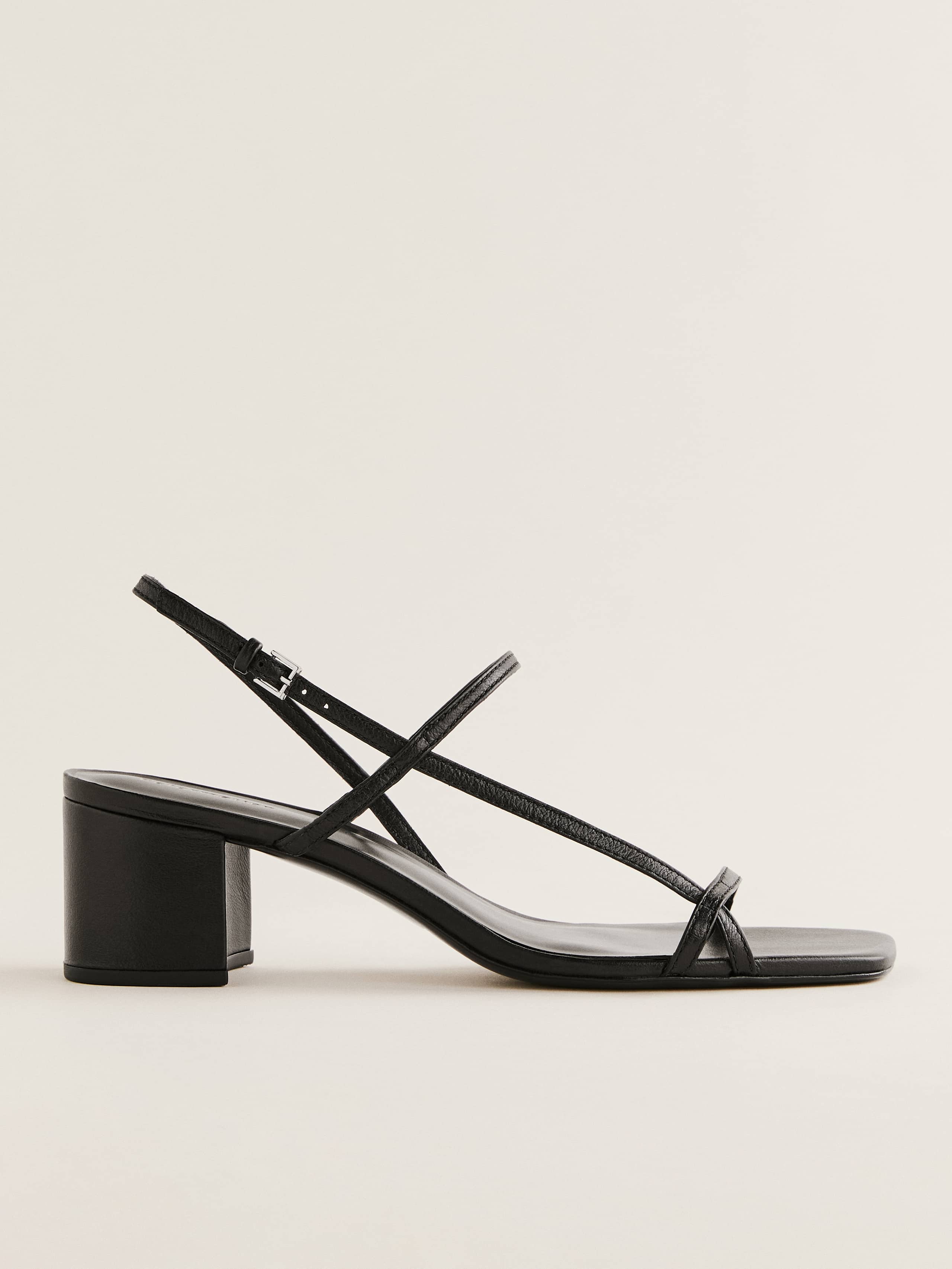 Reformation Serenity Block Heeled Sandal In Black Leather