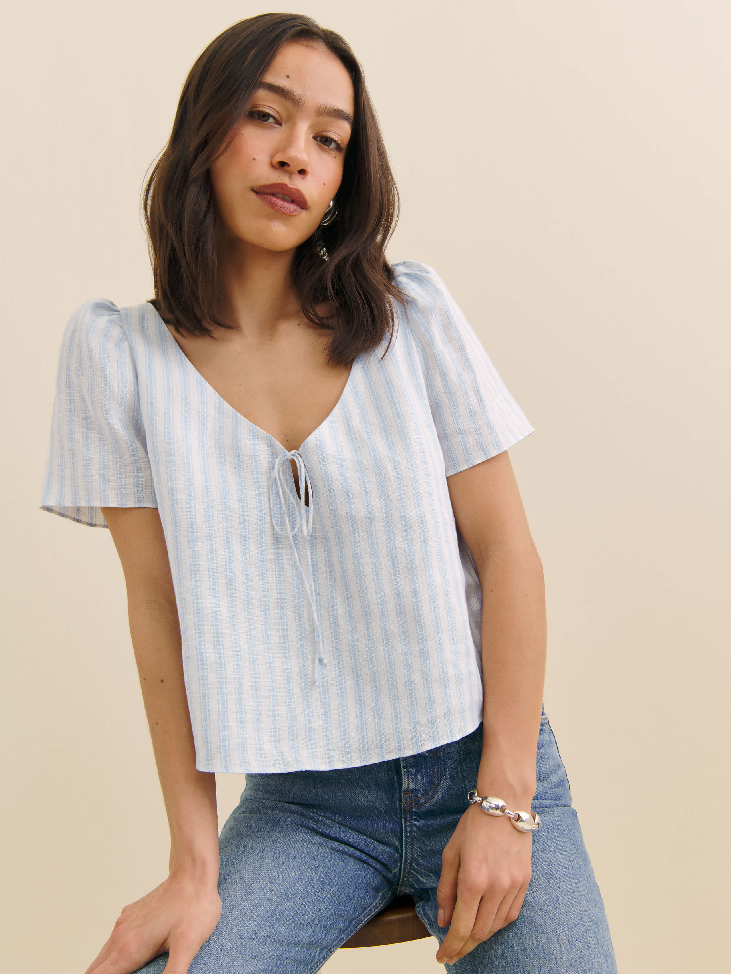 REFORMATION MAYLA LINEN TOP 