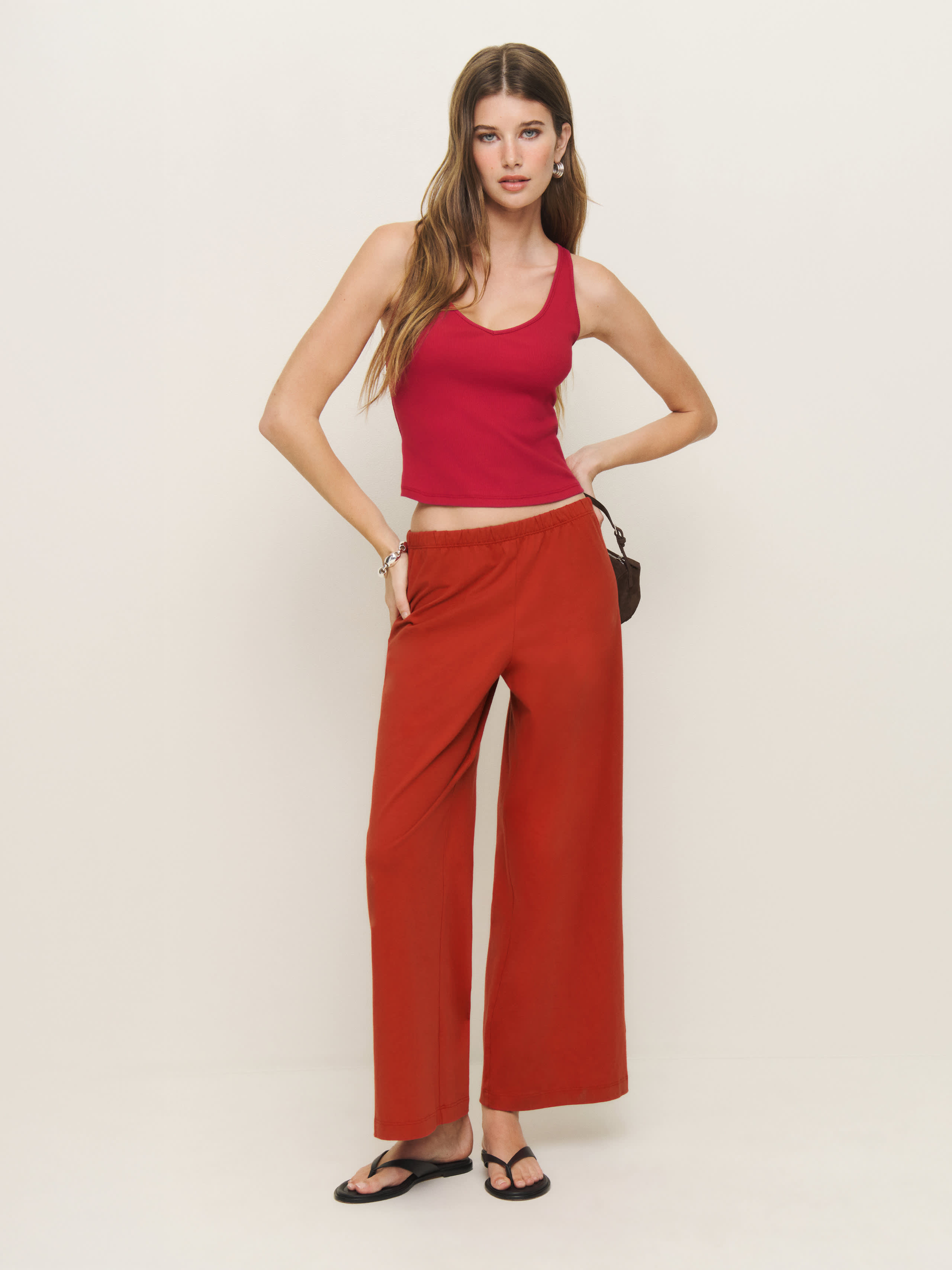 Reformation Ruby Cropped Knit Pant In Sundried Tomato