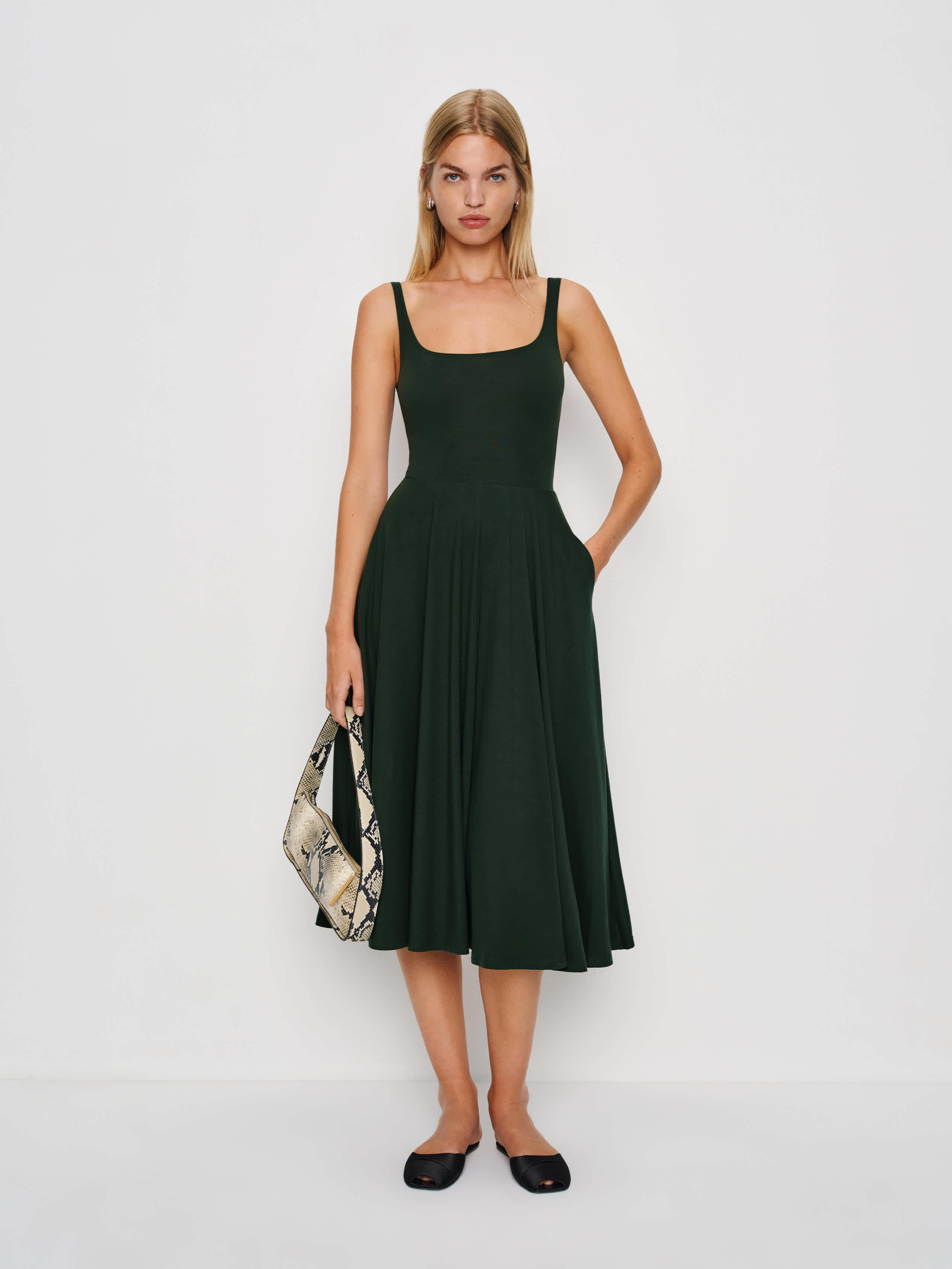 Reformation Rou Knit Dress In Green