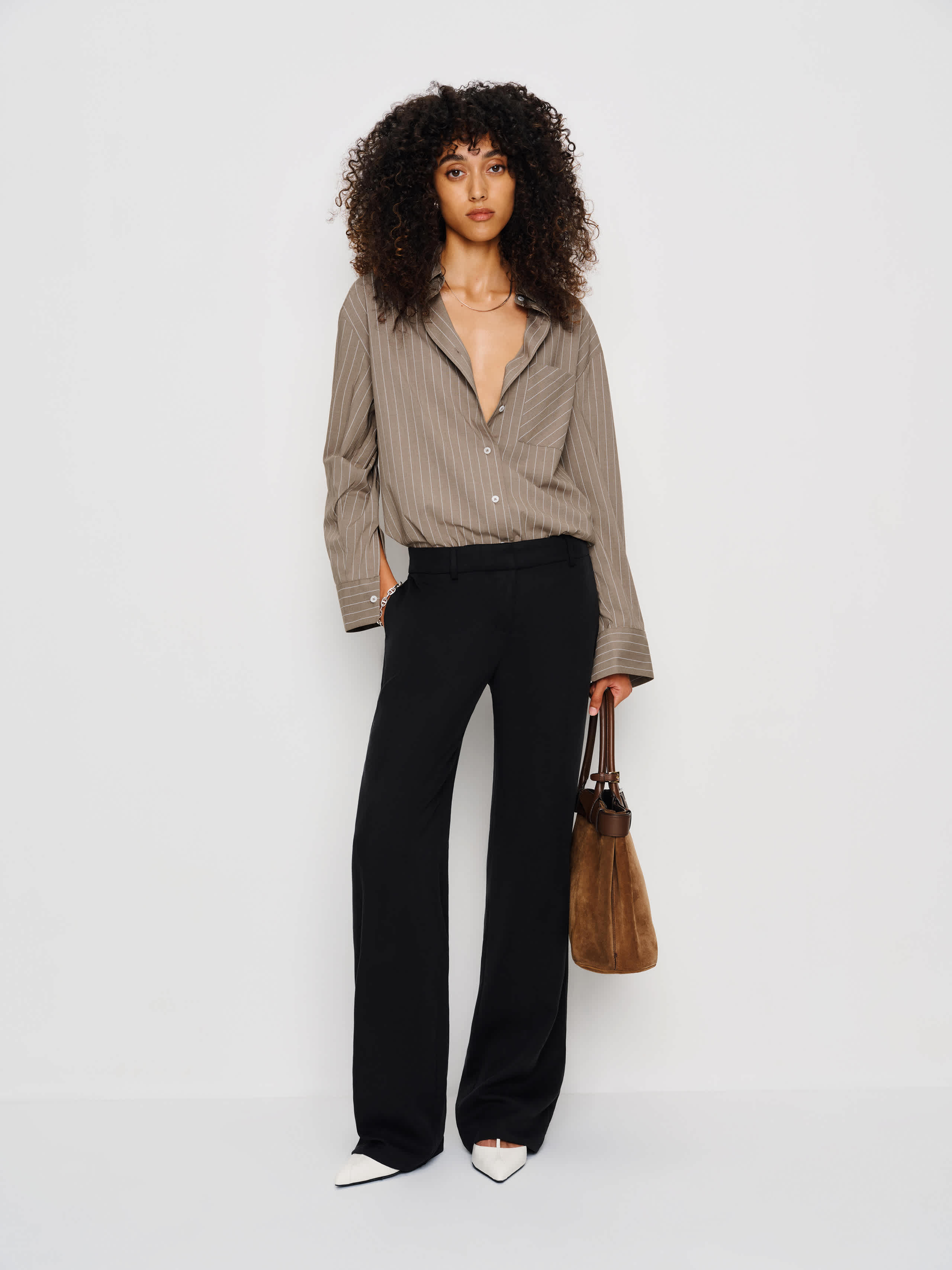 Reformation Will Oversized Shirt In Brown