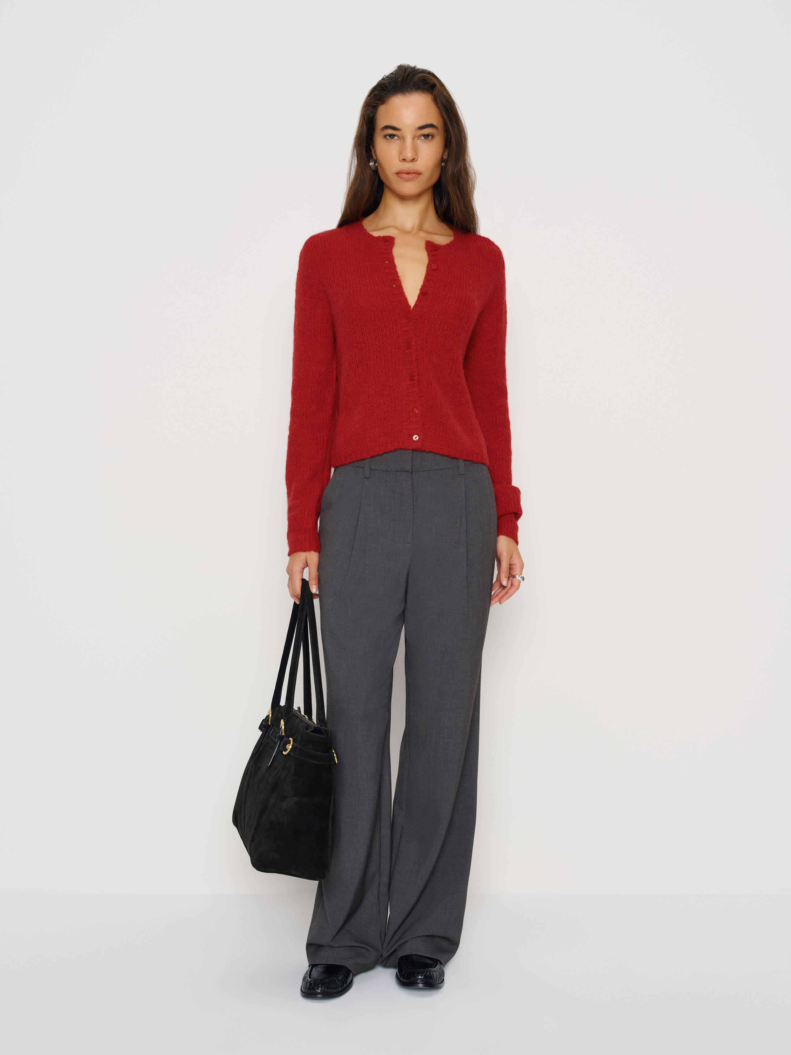 Reformation Clara Crew Cardigan In Red