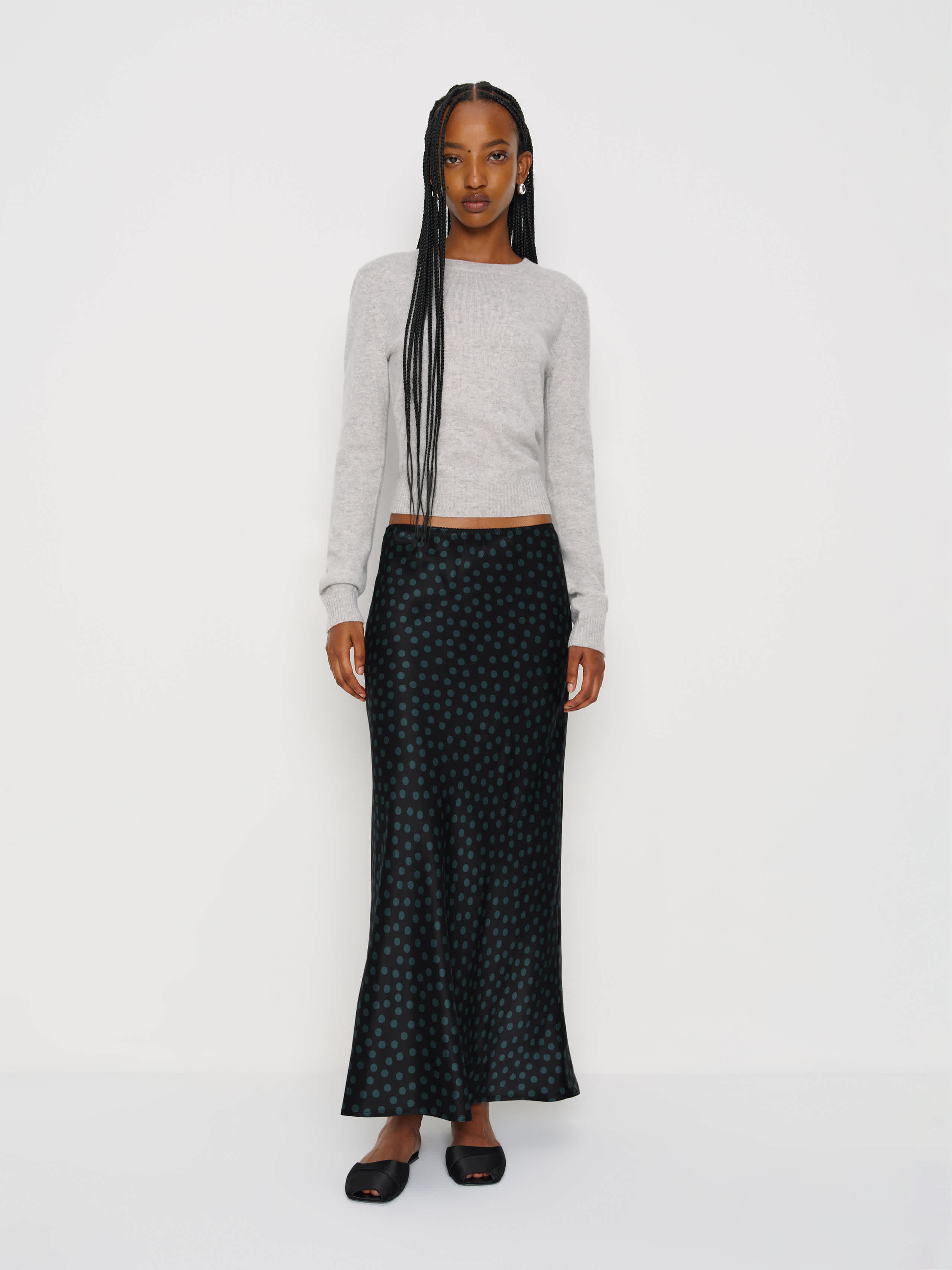 Reformation Layla Silk Skirt In Black