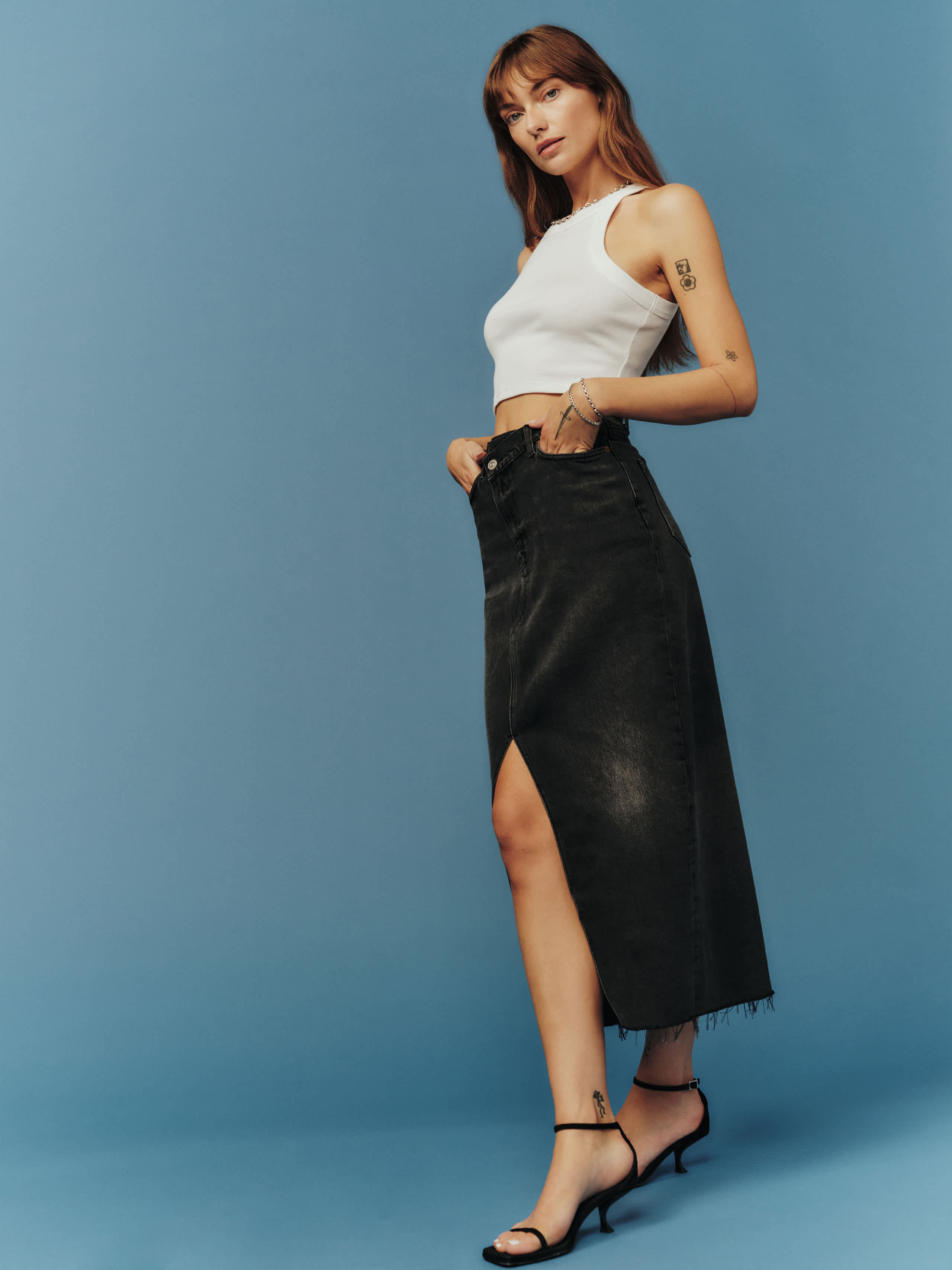 Amara High Rise Denim Mini Skirt